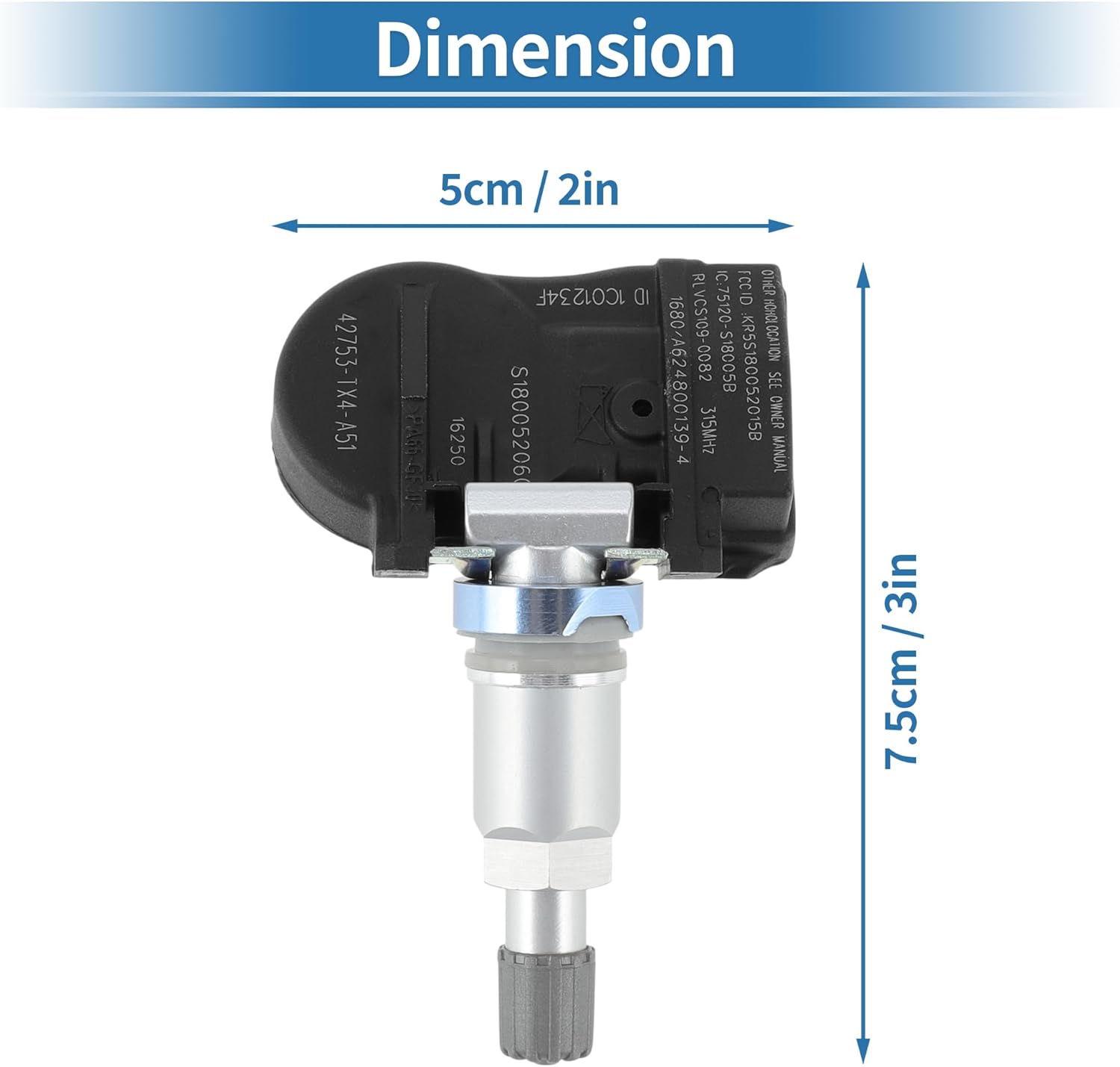 4PCS TPMS Sensor 315MHz Tire Pressure Monitoring Sensor for Acura MDX 14-15 for Acura RDX 2013-2015 for Acura RLX 2016-2020 No.42753TX4A51