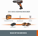 WORX Cordless Drill 20V WX108, Max Torque of 40Nm, Chuck φ13mm, Ideal for Small Jobs, 2 Variable Speeds, Compact and Light, with 1 2Ah Battery and Fast Charger - 6