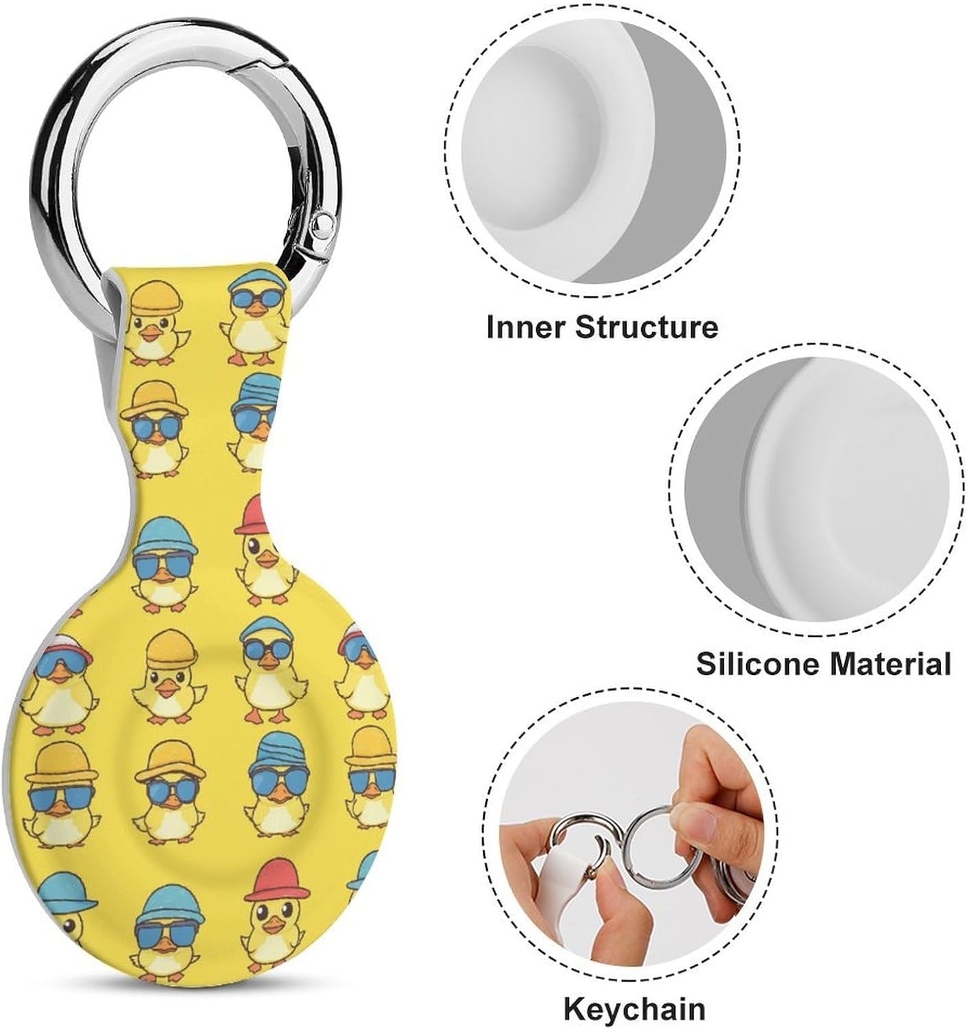 Cute Funny Ducks Funny Cover Compatible with AirTag Case Protector GPS Tracker Holder with Keychain