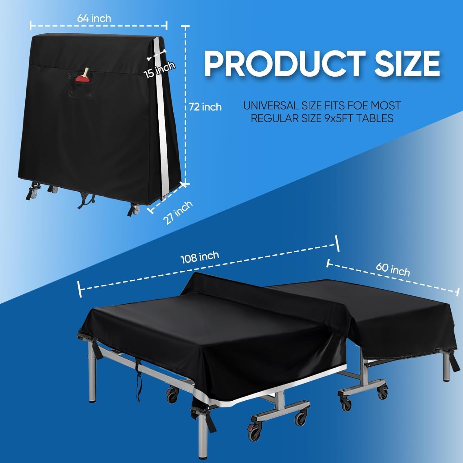 NEVERLAND Housse de Table de Ping-Pong Imperméable Couverture de Table de Ping Pong Étanche pour Extérieur et Intérieur Bâche de Protection pour Table de Tennis de Table (165 * 70 * 185 cm)