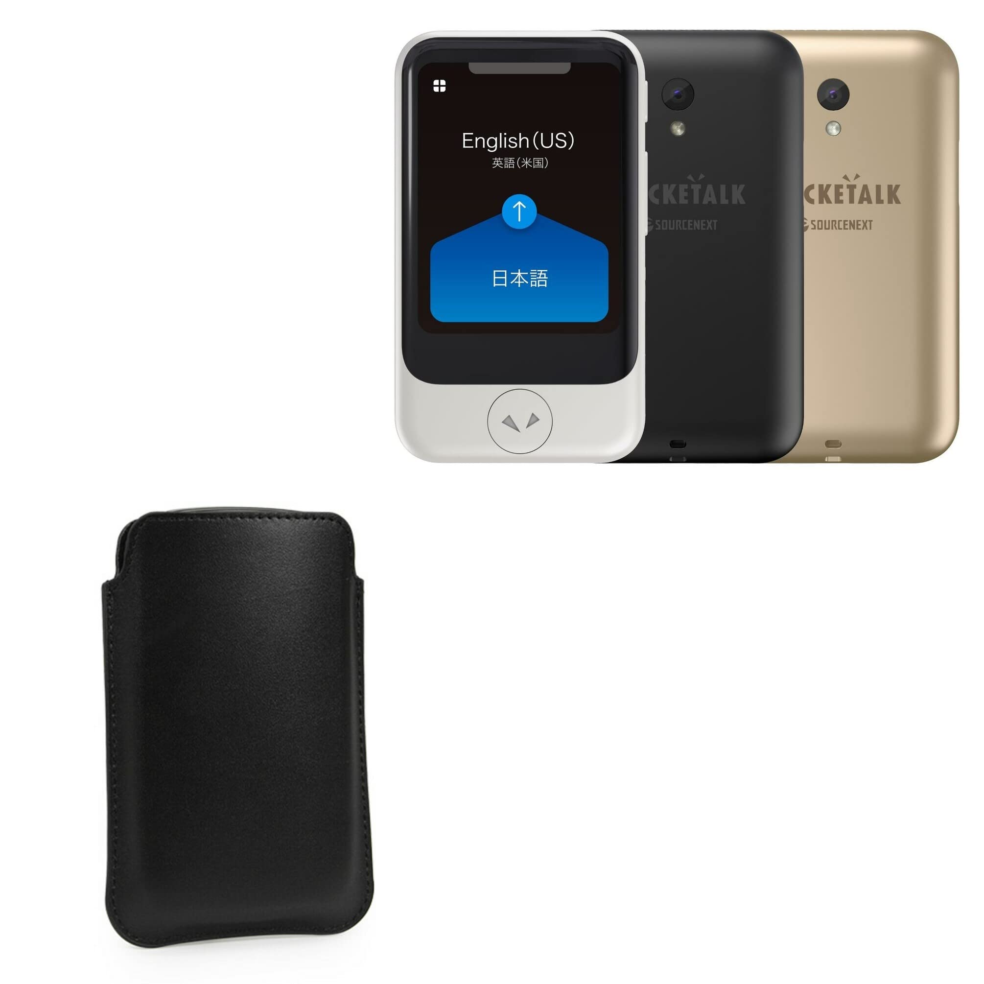 BoxWave Case Compatible with Pocketalk Voice Translator - Genuine Leather Pouch, Slim Real Leather Luxury Lightweight Pocket - Nero Black