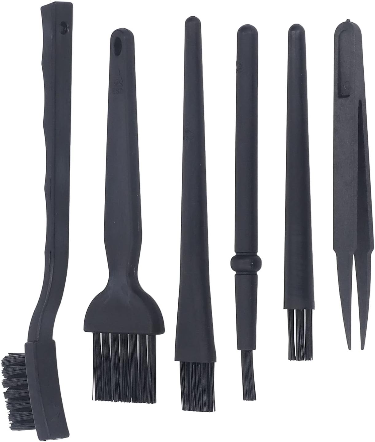 Anti Static Cleaning Brush Set 6Pcs Hard Keyboard Car Brush with Tweezers for Electronics Household Appliances Plastic Handle Multipurpose Kit