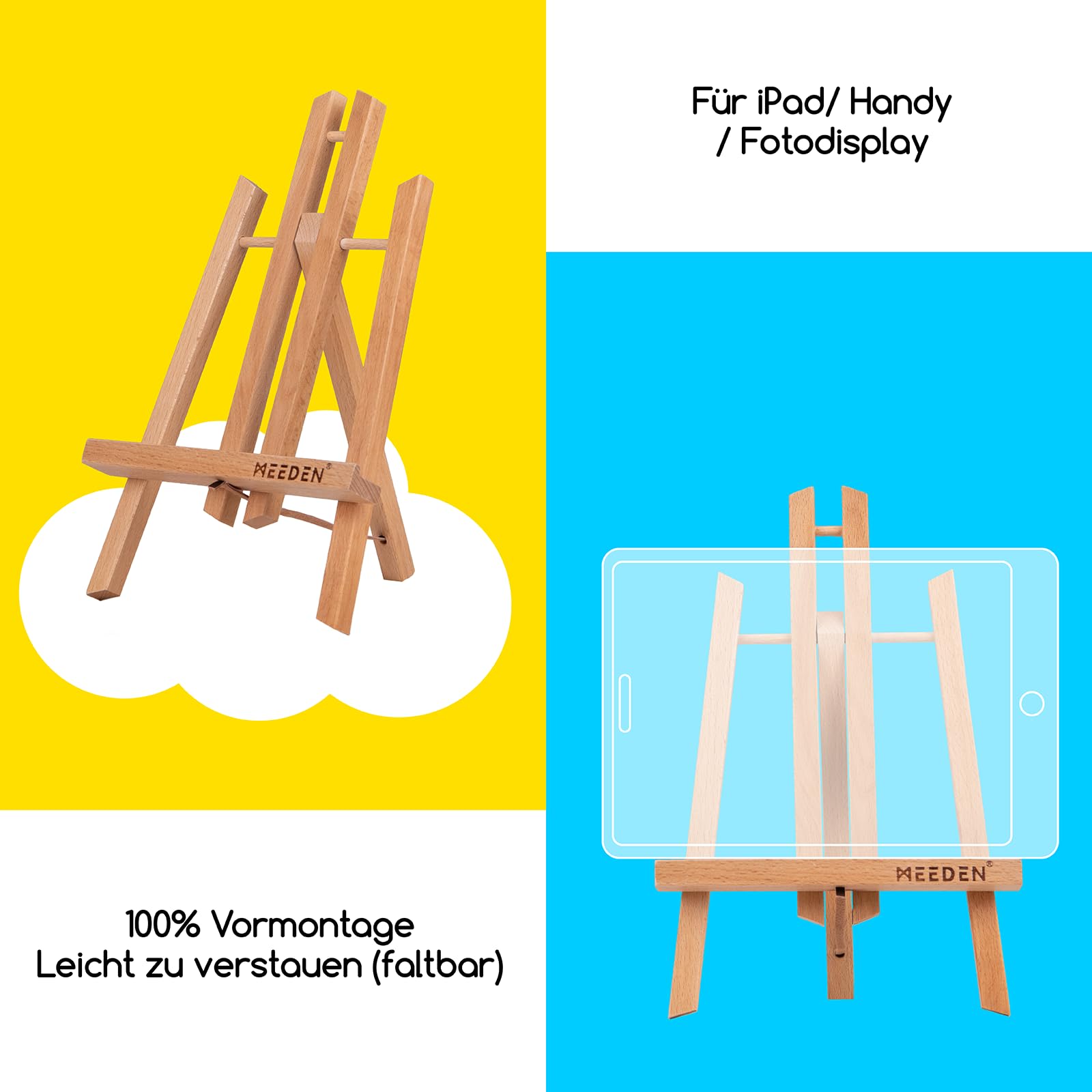 MEEDEN 12 Stück Tischstaffelei Holz, 40 CM Display Staffeleien, Kinder Staffelei Tisch, Bild Ständer Massives Buchenholz, Klappbar und Platzsparend, Hält Leinwände bis zu 35 CM