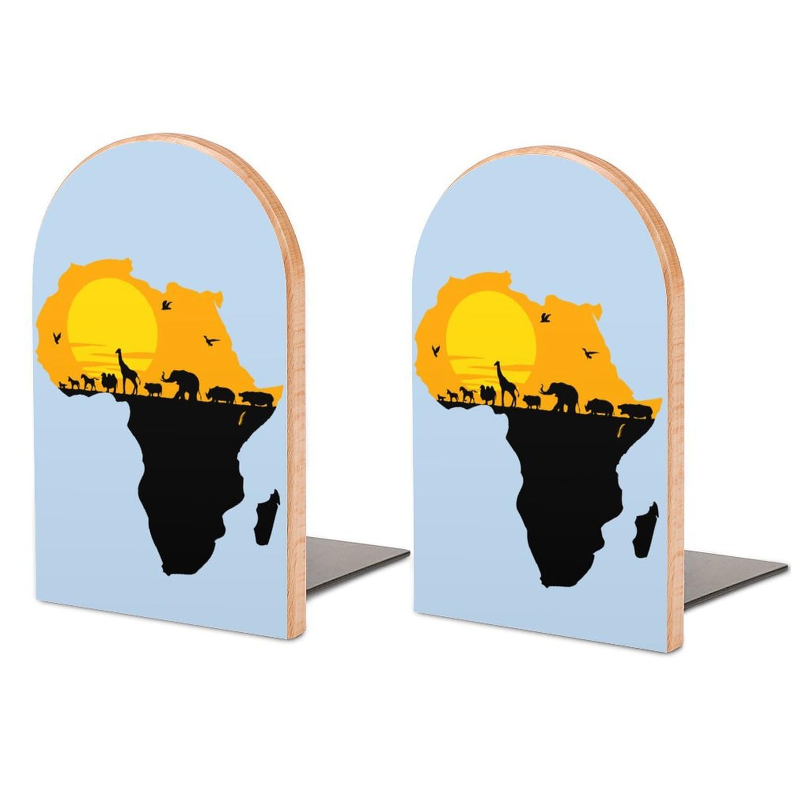 Nclqvjxzkhw Style African Map With Wild Animals Book Ends For Shelves Bookends Bookshelf Holder Stand Books Stopper Home Office Decor