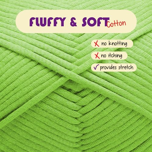 Image of Soft Yarn for Crocheting - Crochet & Knitting Yarn, Beginner Yarn with Easy-to-See Stitches, 250 Yds Amigurumi Yarn, Cotton-Nylon Blend Tshirt Yarn for Crocheting, Worsted Weight Yarn 4, Green Yarn