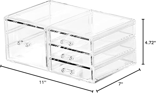 Miniatura 3 de Cq acrylic Contenedores de almacenamiento apilables transparentes, organizador de almacenamiento de plástico y organizador de cajones pequeños con 4