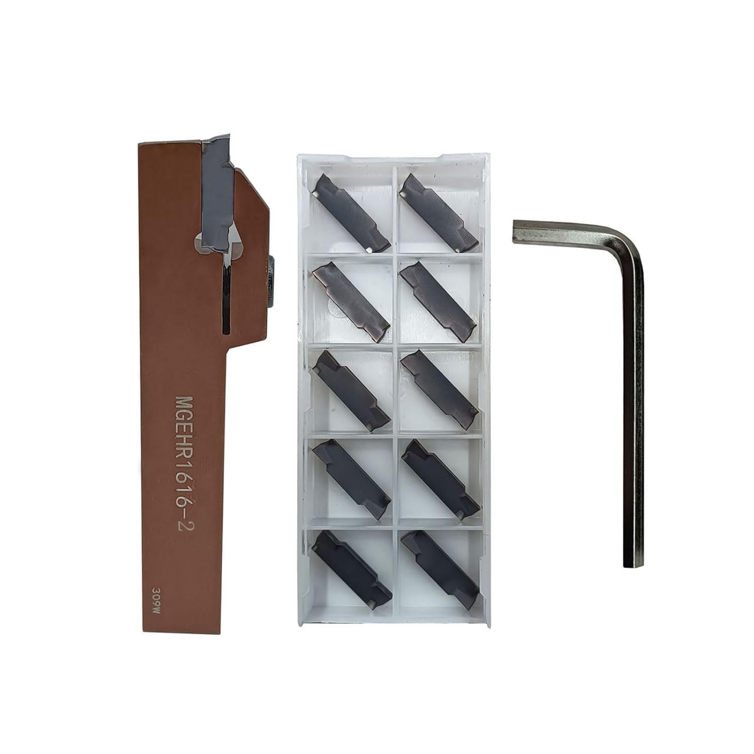 1Stück 5/8-Zoll-Schaft MGEHR1616-2 Hochwertiger Drehmaschinen-Stech-Abstechwerkzeughalter mit 10 Stück MGMN200 Wendeschneidplatten zum Einstechen für Stahl (MGEHR1616-2+ MGMN200)