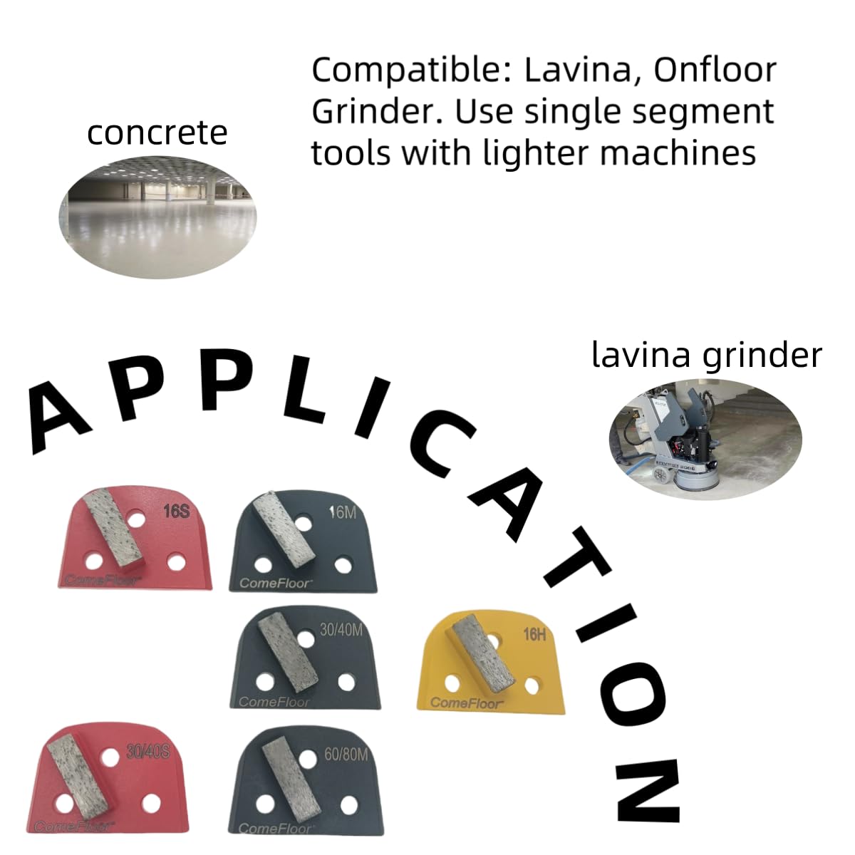 Disco de molienda de suelo de hormigón, zapatas de molienda de metal de diamante para preparación de hormigón y eliminación fina de epoxi, compatible con amoladoras Lavina Onfloor, grano 16 de una