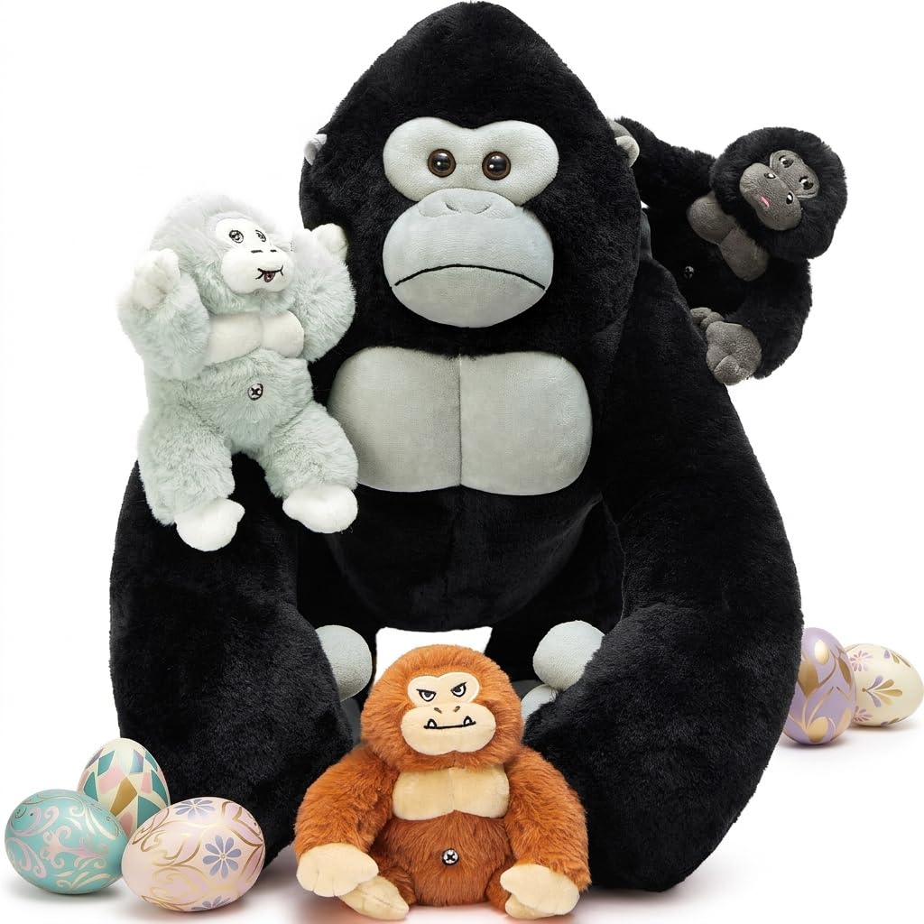 MaoGoLan Giant Gorilla Stuffed Animals - 19.6" Large Plush Gorilla with Babies, Soft and Cuddly Companion Toy Gifts for Kids