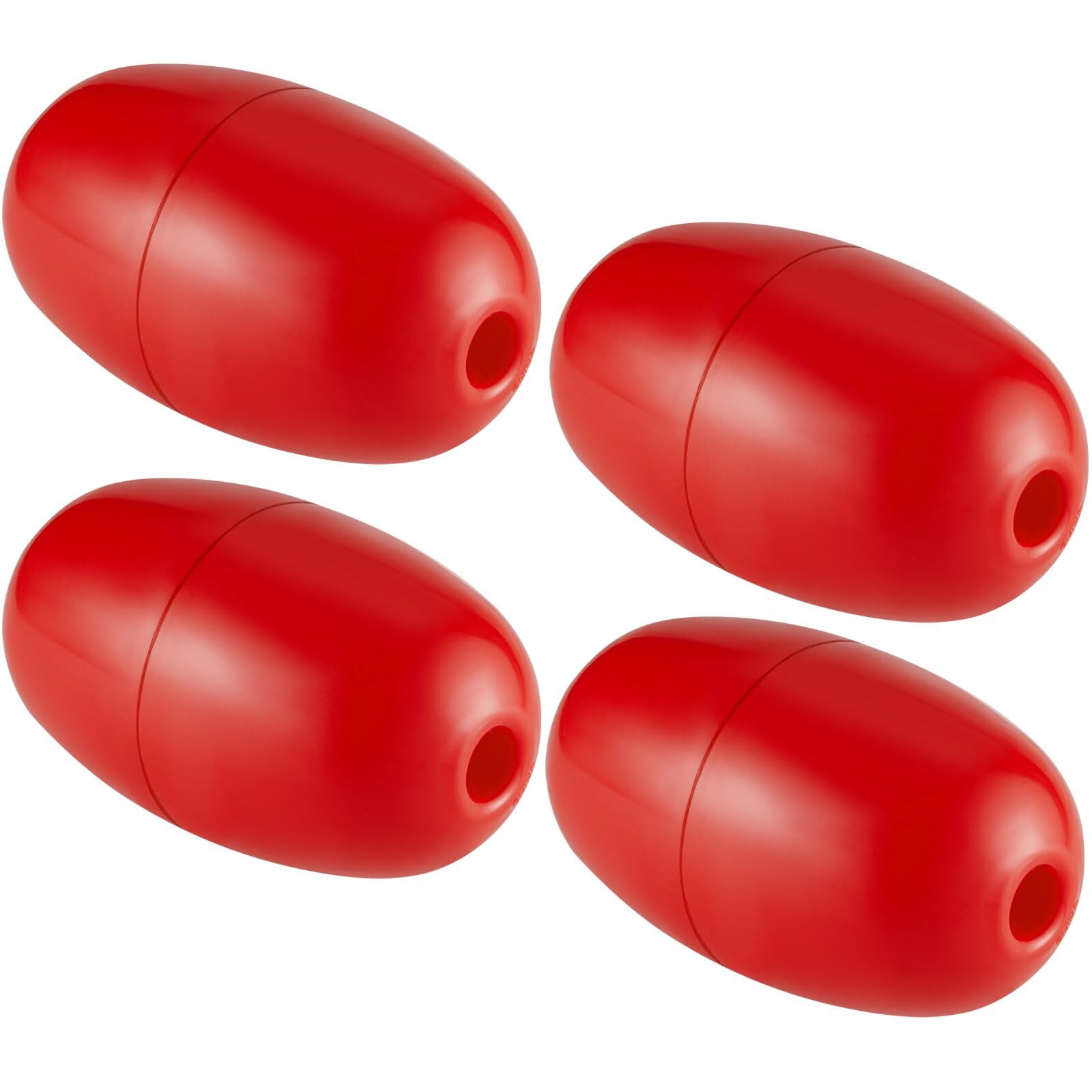 Lewtemi 4 Pcs Buoys Floats Rope Floats Marine, 4.72'' x 2.75'', 3/5'' Hole Deep Water Fishing Marker Buoys Bulk for Boats Swimming Kayak Crabbing Trail Dock Pool (Red)