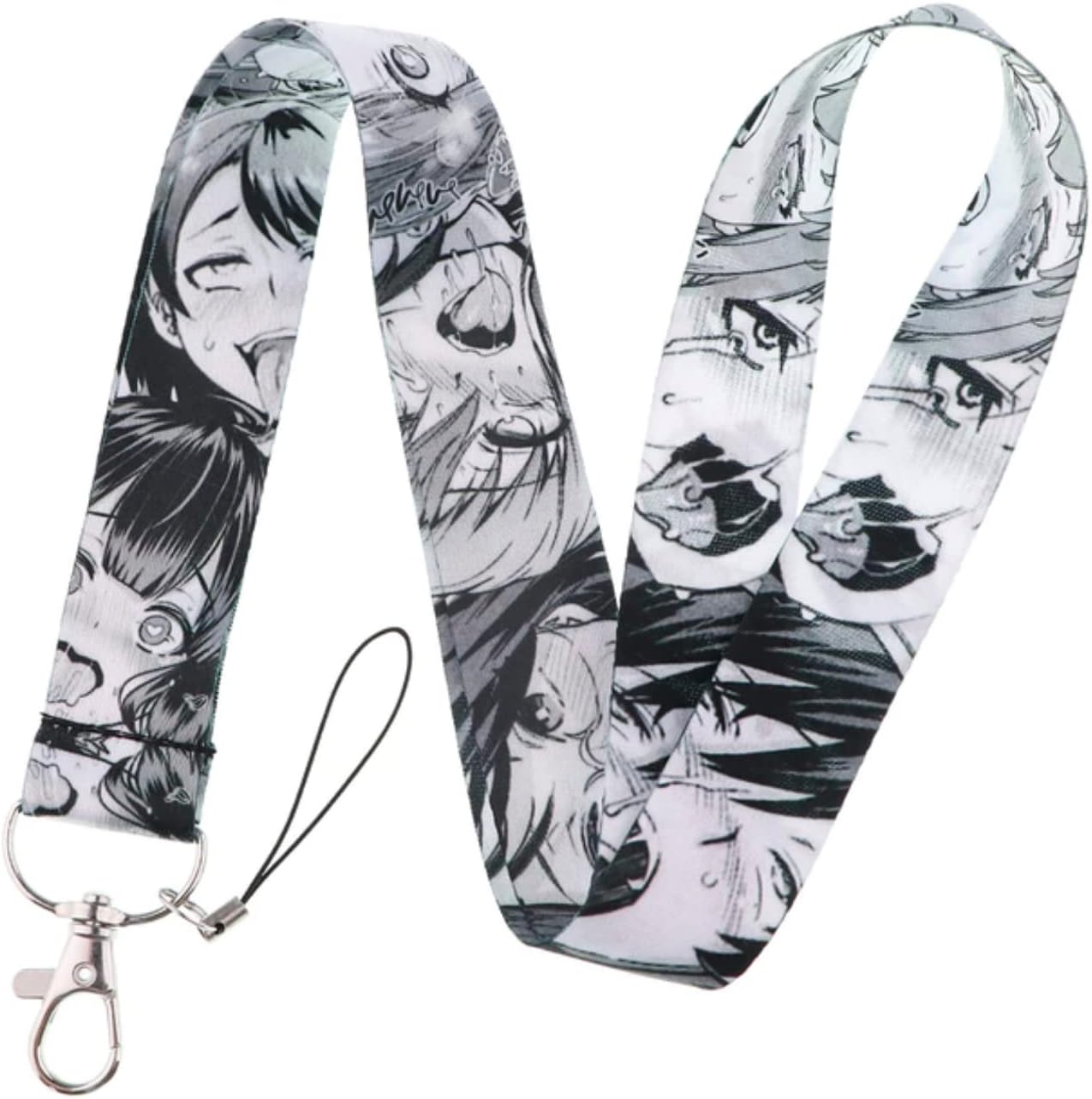 Anime Manga Hentai O Orgasm Face Adult Erotic Waifu 17.7" Neck Lanyard Keychain Holder ID Badge Mobile Phone Pin Strap