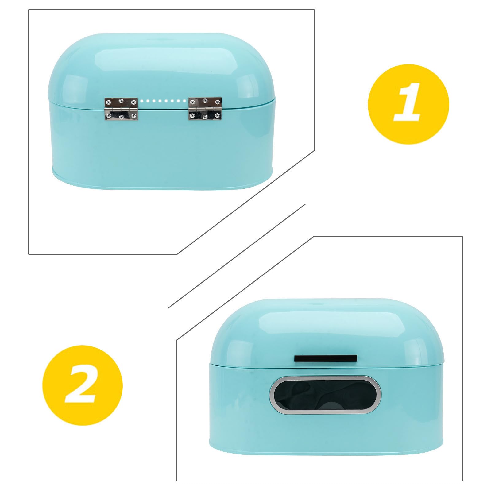 Boîte Métal Bleu Fenêtre Visible pour Rangement Organisation Cuisine, pour Boulangerie ou Café, Matériau Fer Poudré