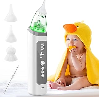 Rechargeable Electric Nasal Aspirator: 3 Suction Levels, Soothing Music & Light for Infant Congestion