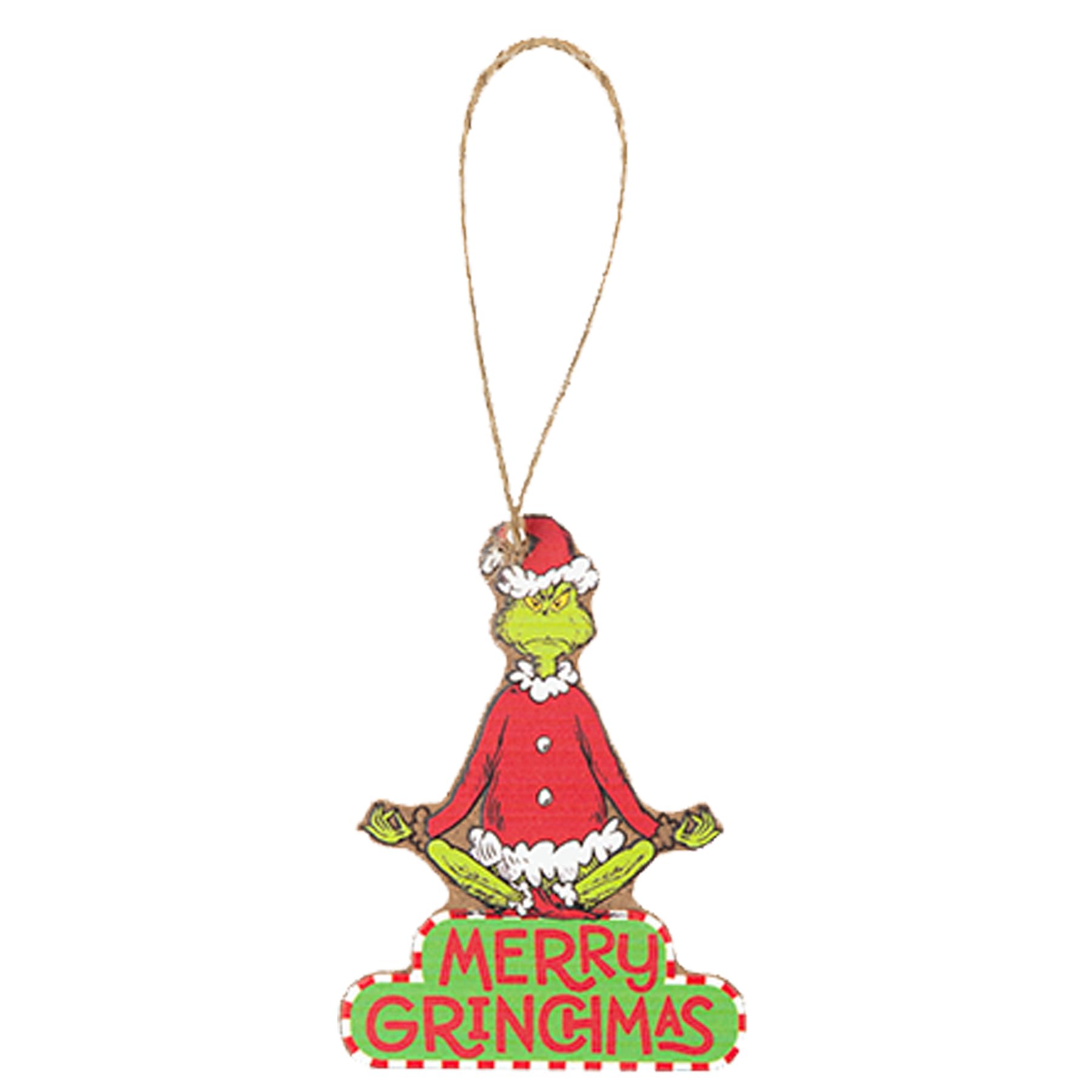 Grinch Christmas Tree Decorations 8cm Wooden Hanging Ornament (Merry Grinchmas)