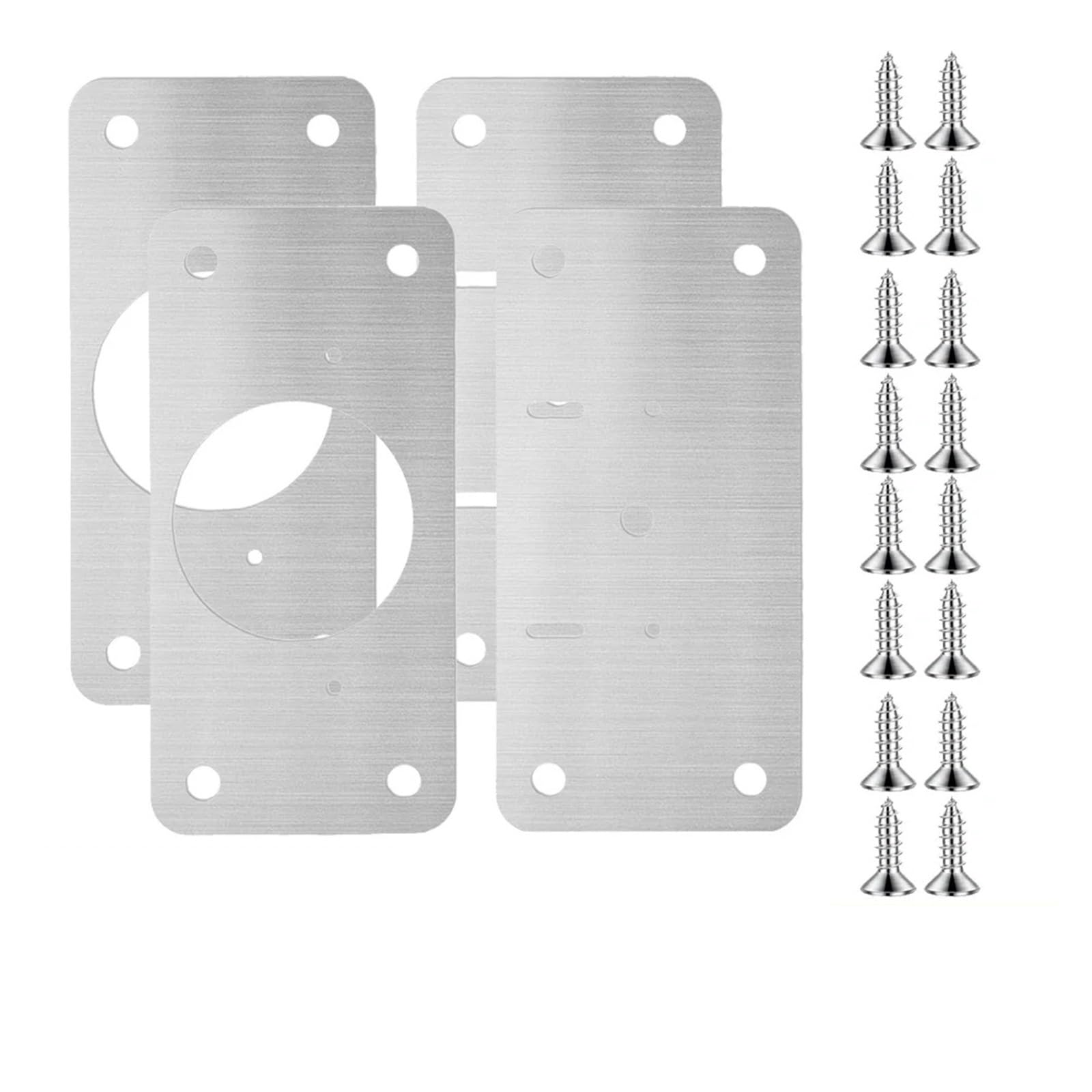 UZAMIRLEX Hinge Repair Plate, Stainless Steel Kitchen Cabinet Door Hinge Repair Plate Mounting Screw Brackets 1 Pair(4pcs)