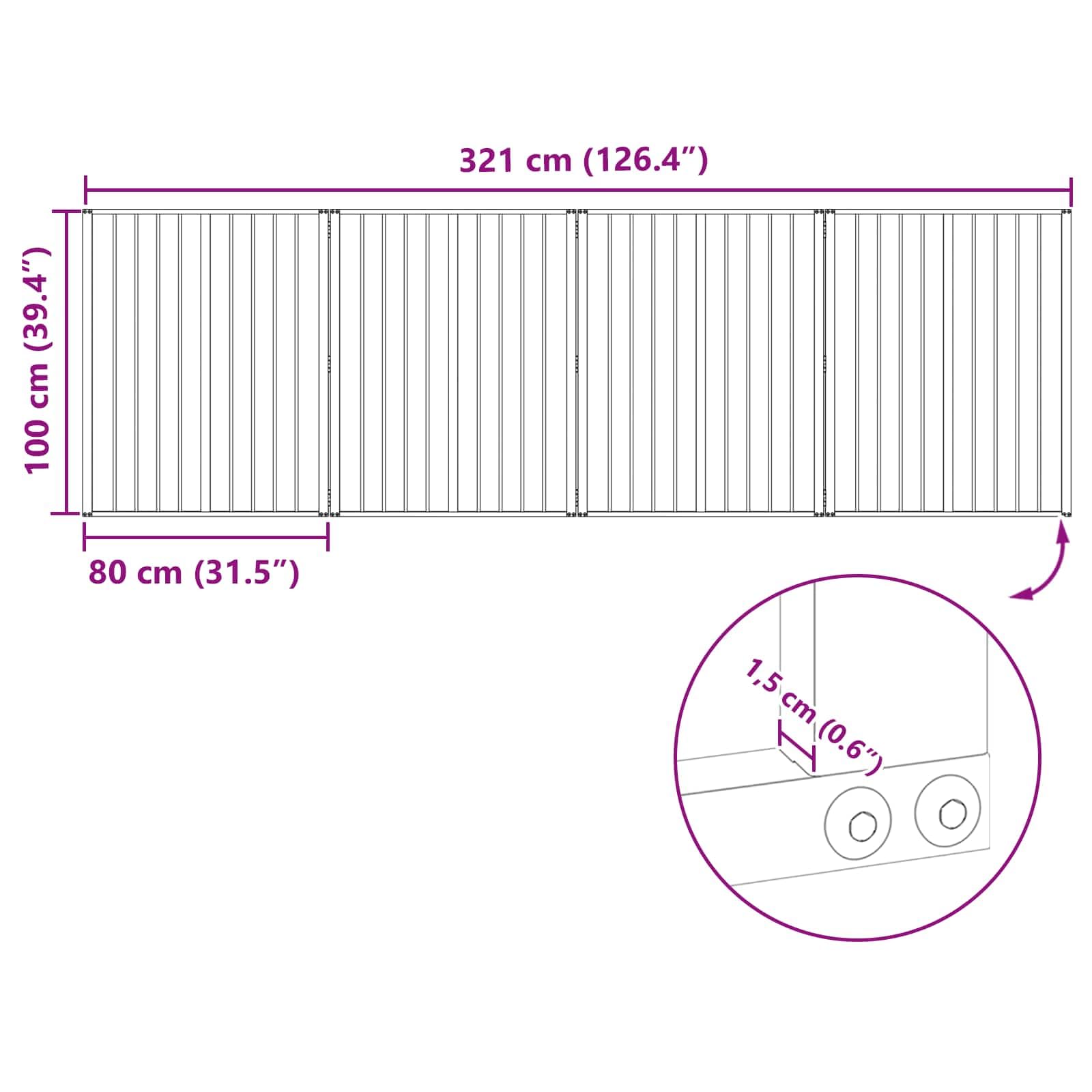 Brama dla psów, 4 sztuki, czarna, 80 x 100 cm, stal ocynkowana, składana, do użytku wewnątrz i na zewnątrz, ze stabilną metalową ramą, idealna jako ochrona, odgroda, kojec dla szczeniaków i