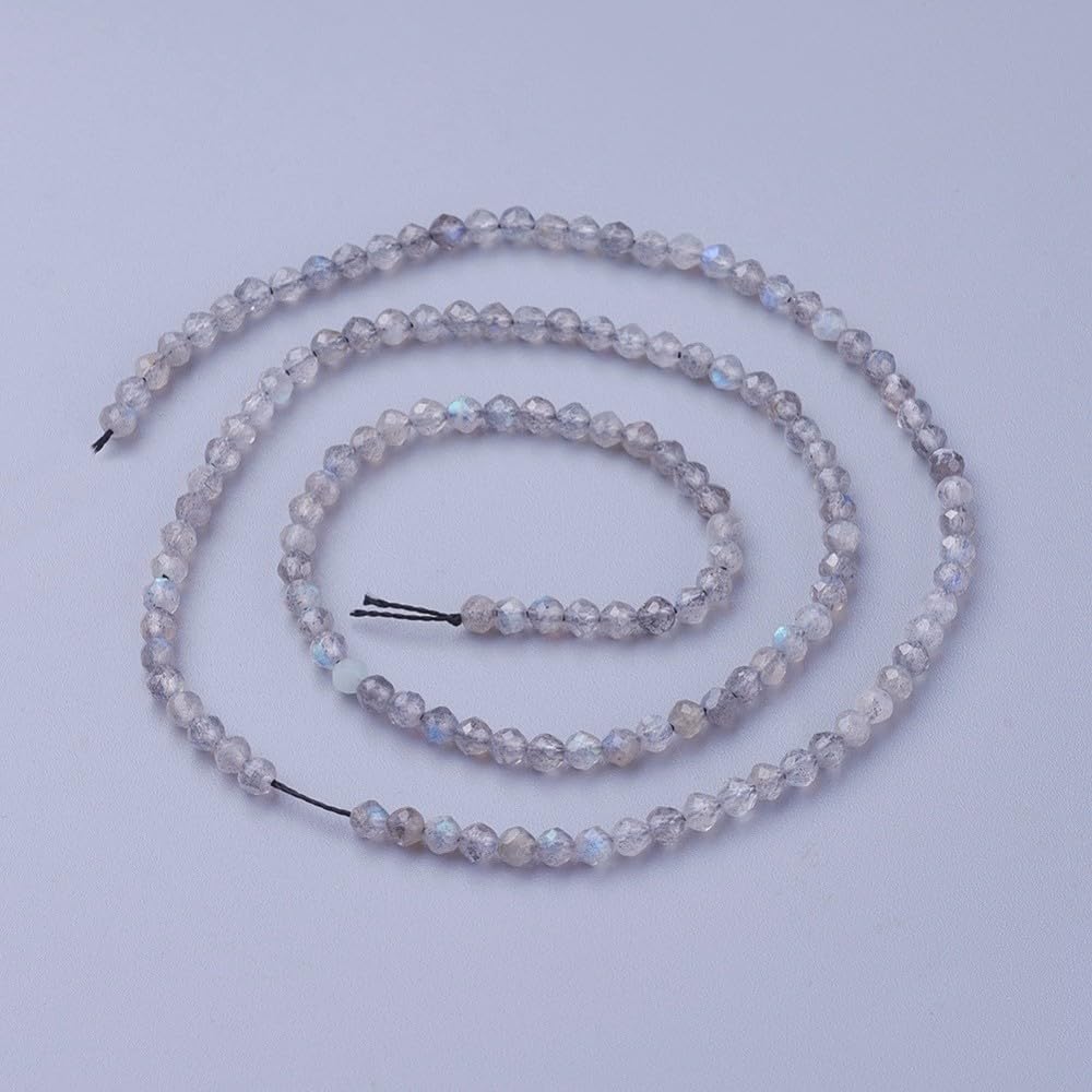 Airssory 110~130 Pcs 3~3.5mm Natural Labradorite Beads Strands Faceted Round Small Loose Crystal Gemstone Bead Spacer for Jewelry Making DIY Crafts - Image 2