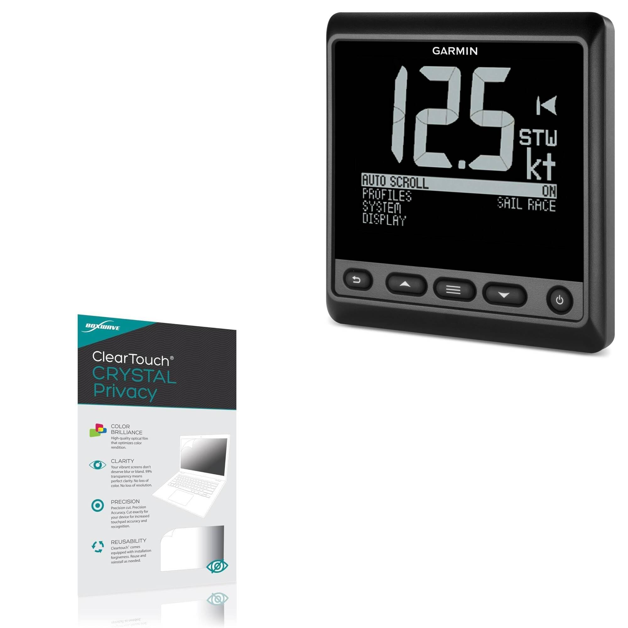 BoxWave Screen Protector Compatible With Garmin GNX 21 - ClearTouch Crystal Privacy (2-Pack), Privacy Screen Protector Flexible Film Clear