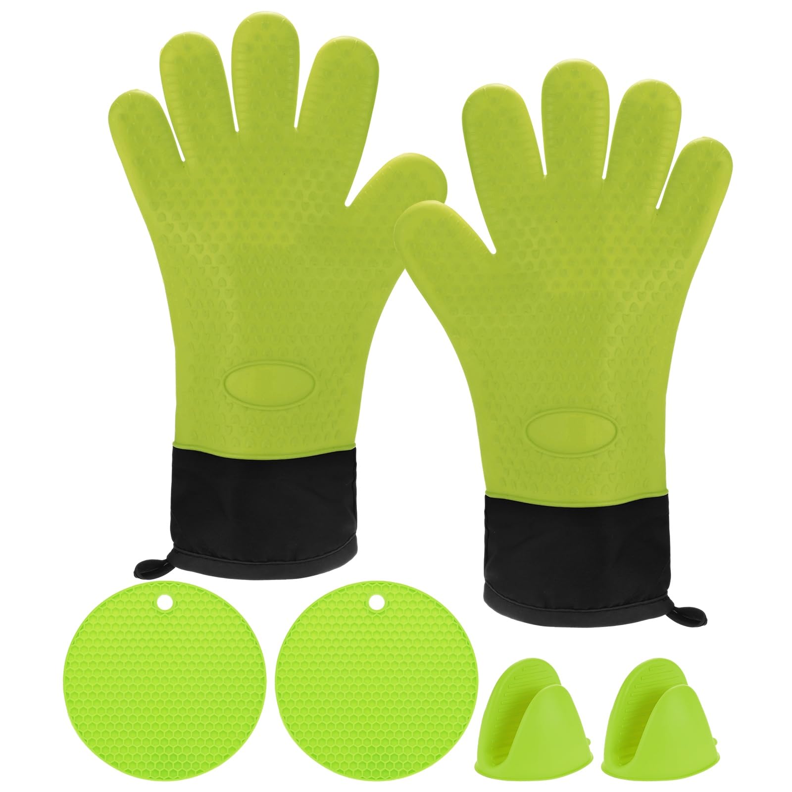 Gants de cuisine en silicone M METERXITY 33cm vert anti-chaleur