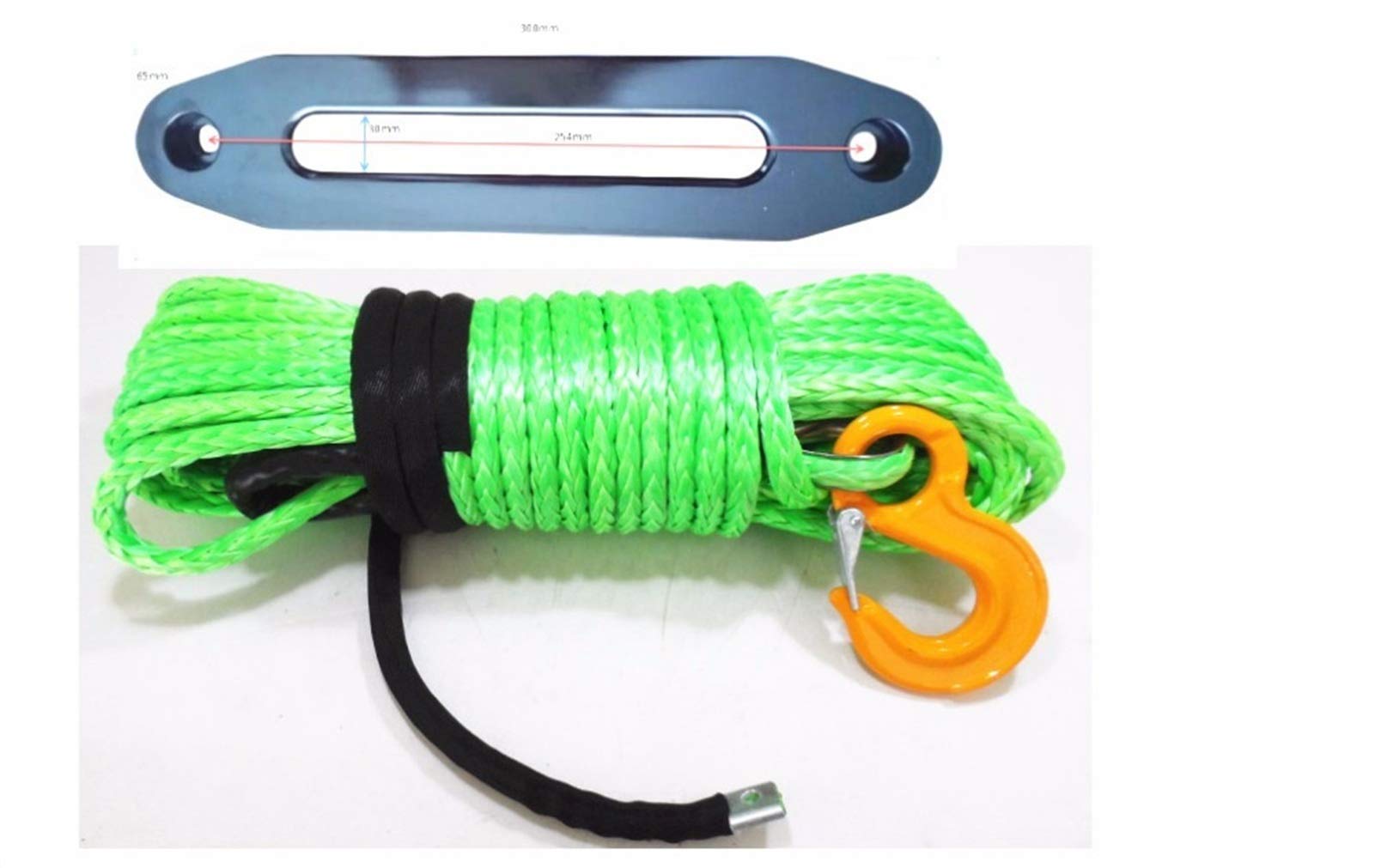 Winch Rope, 12mm*30m Green Synthetic Winch Cable Hook with 10" ATV Hawse Fairlead, Rope,Plasma,Off Road