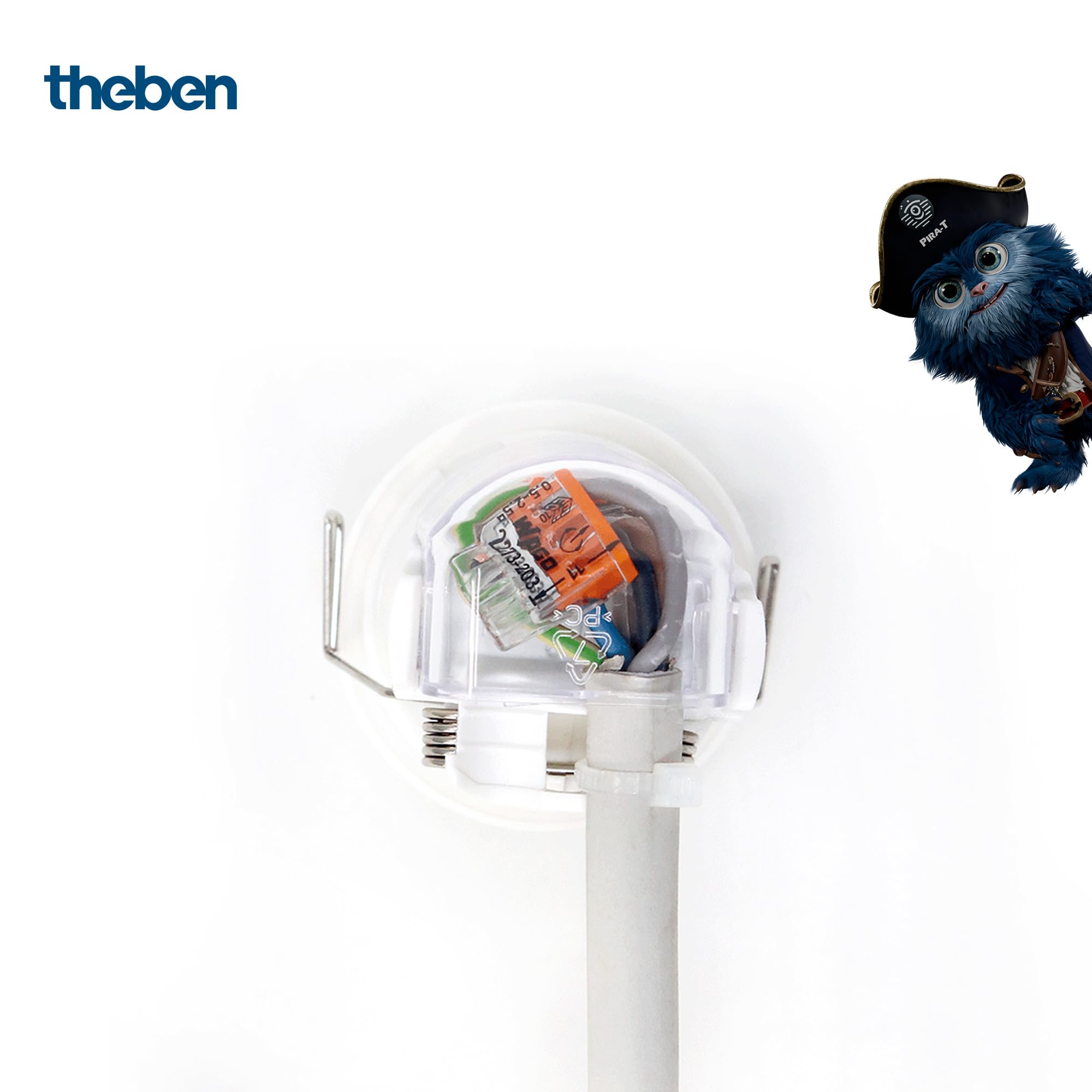 Theben 1030202 PIRA T6 Mini Detector de Presencia/Movimiento 360° 6 m | empotrado en techo, PIR, 200 W LED, 5 s-15 min, certificado sensNorm, medición continua, preconfigurado