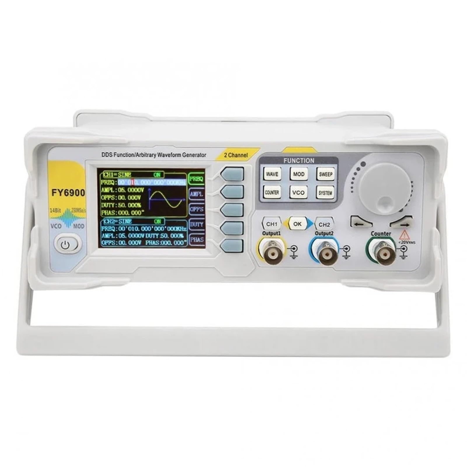 DDS FY6900 Generador de señal función, 20/30/40/50/60/80/100 MHz, generador de forma de onda arbitraria de doble canal, contador de frecuencia (FY6900-60M, EU)