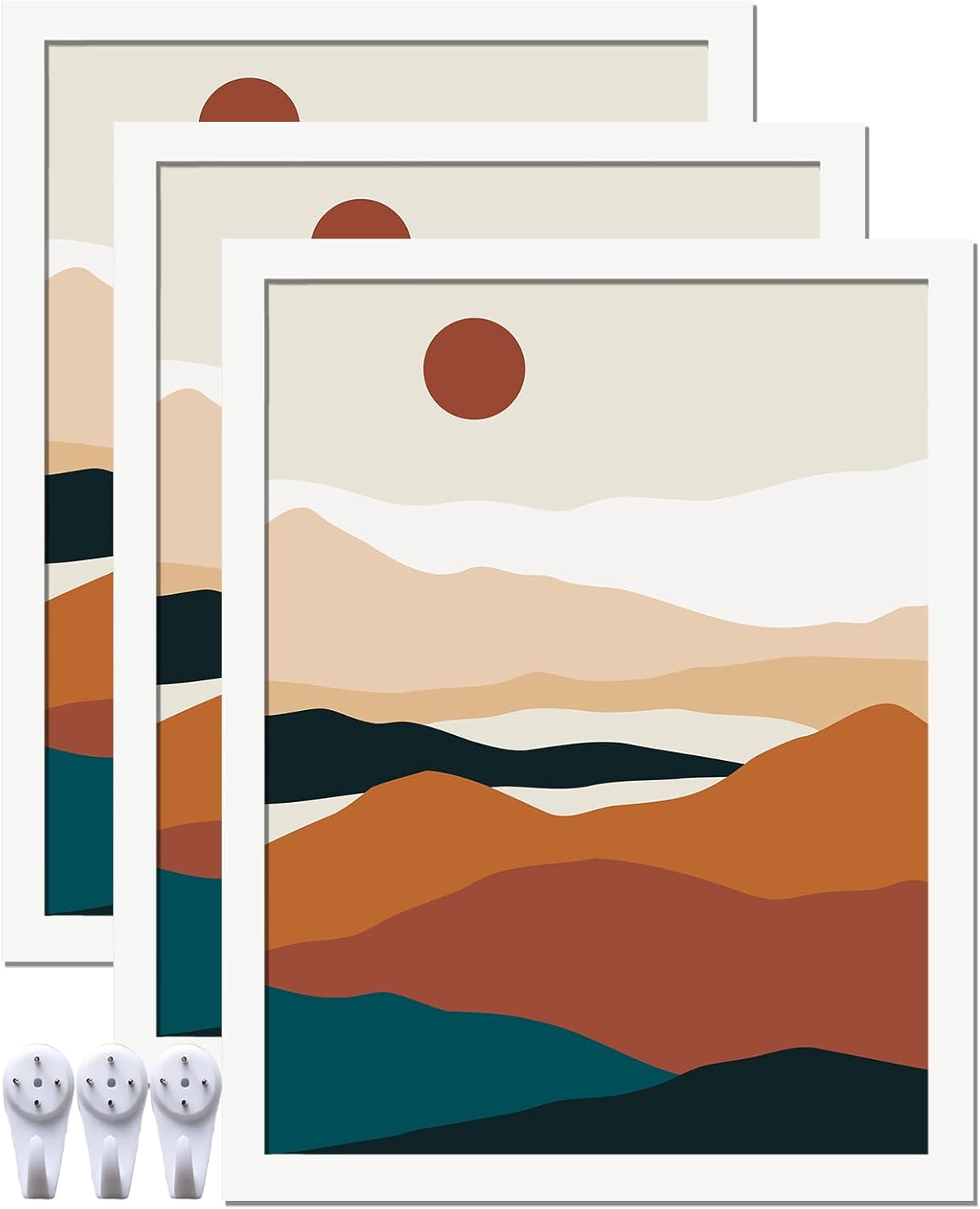 White 17x22 Picture Frame Set of 3, High Transparent Frame for 17 By 22 Photo Collage Canvas Poster Size Wall Mount and Tabletop Horizontally Vertically (White, 17 x 22 inches)