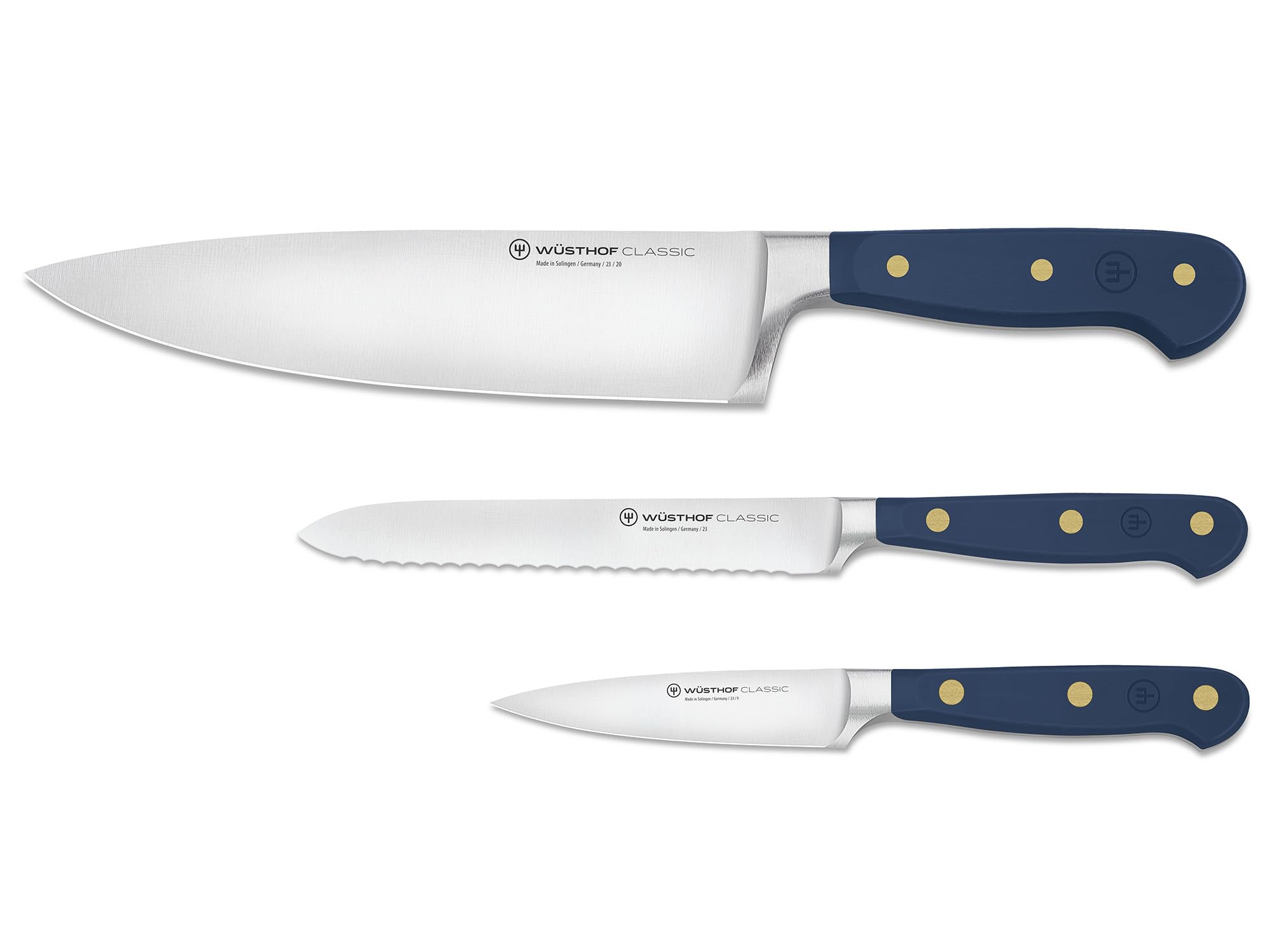 Wüsthof Classic Set de couteaux avec 3 couteaux de cuisine, Wild Blueberry (Bleu)