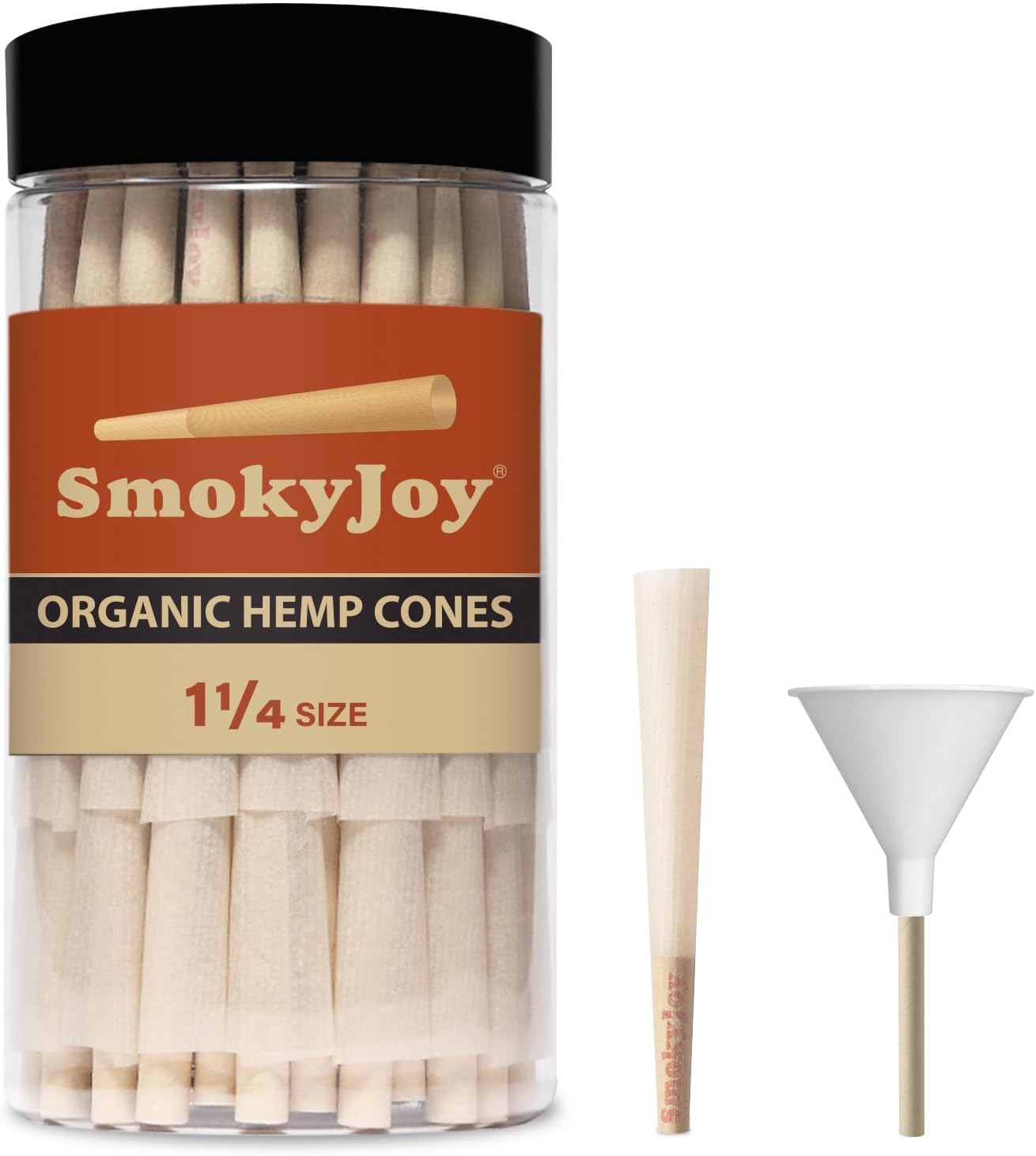 50 Pack 1 1/4 Size Cones - Pre Rolling Rolled Preroll Papers with Filter Tips and Packing Tubes Included
