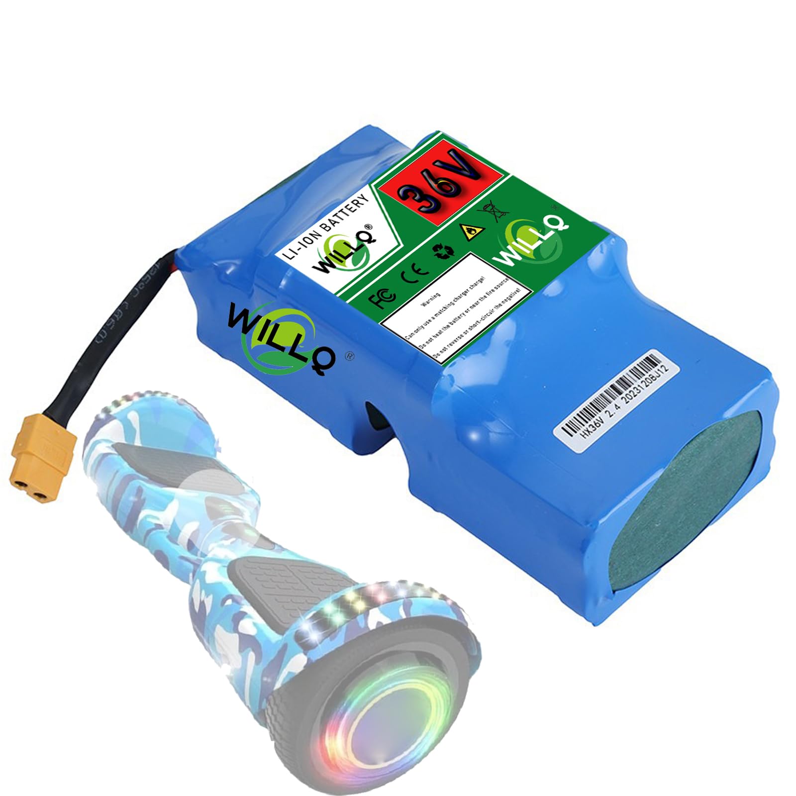 Batería Iones Litio 36V 4400mAh 2400mAh 1800mAh 1500mAh para Patinete eléctrico (Hoverboard) con Conector XT60 configuración 10S2P Tipo Ranura Kit remplazo batería Uso General