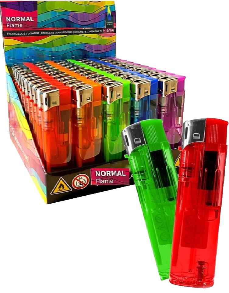 50x Elektronische Nachfüllbar Feuerzeuge mit elektronischer Piezo Zündung, Kunststoff, Modern Lighter