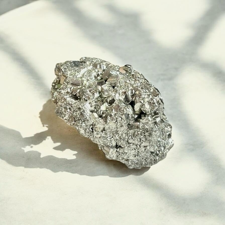 Image of Natural Pyrite Stone Cluster - Original Iron Pyrite Gold Rock Crystal for Wealth, Willpower & Manifestation | High Energy Reiki Healing Crystal for Meditation, Protection & Positive Energy