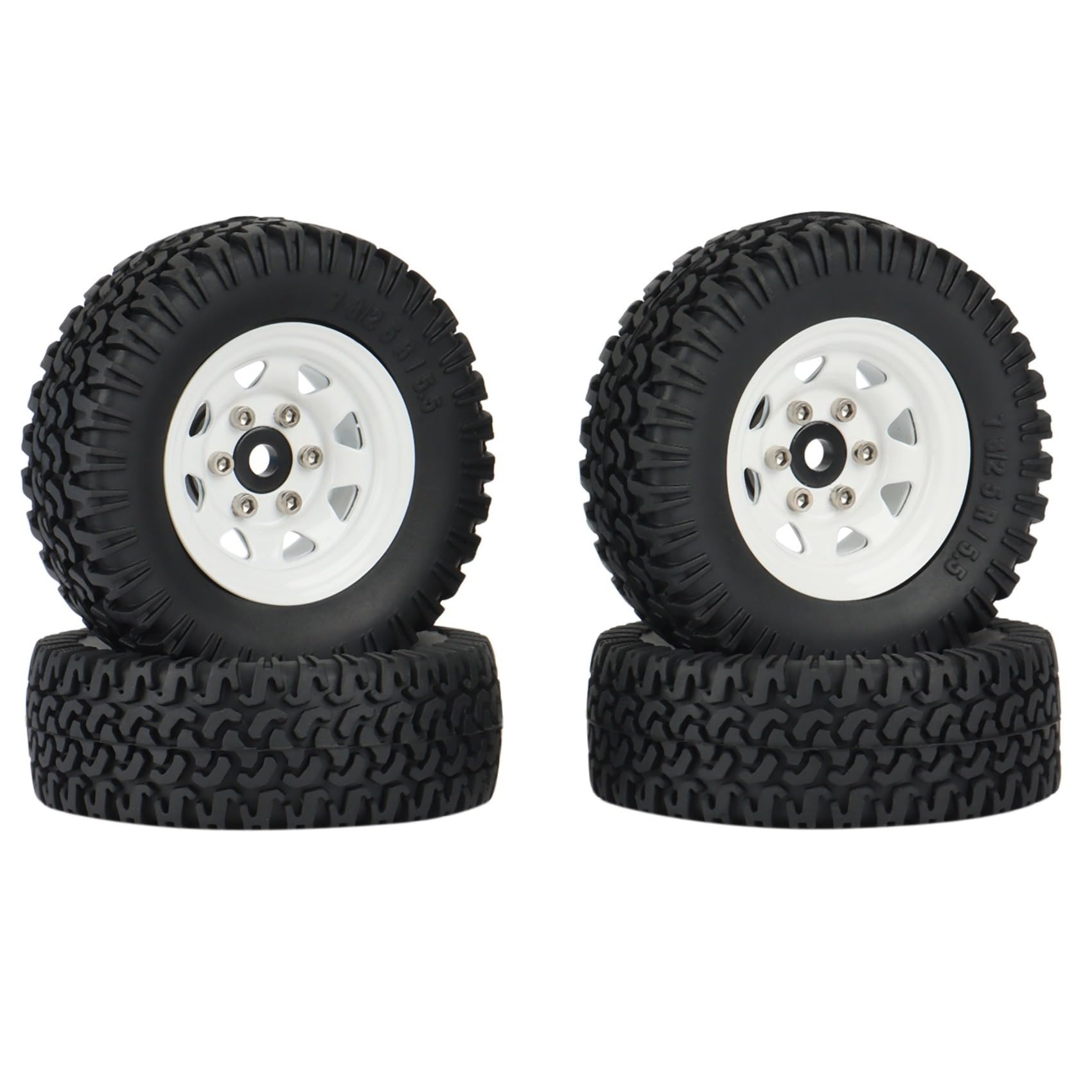 RC Pneus Jante Compatible avec Axial 90069 D90 TF2 pour Tamiya CC01 LC70 pour MST 1/10 RC Crawler Car Lot De 4 Pneus De Jante De Roue À pour Talon en Métal 1,55