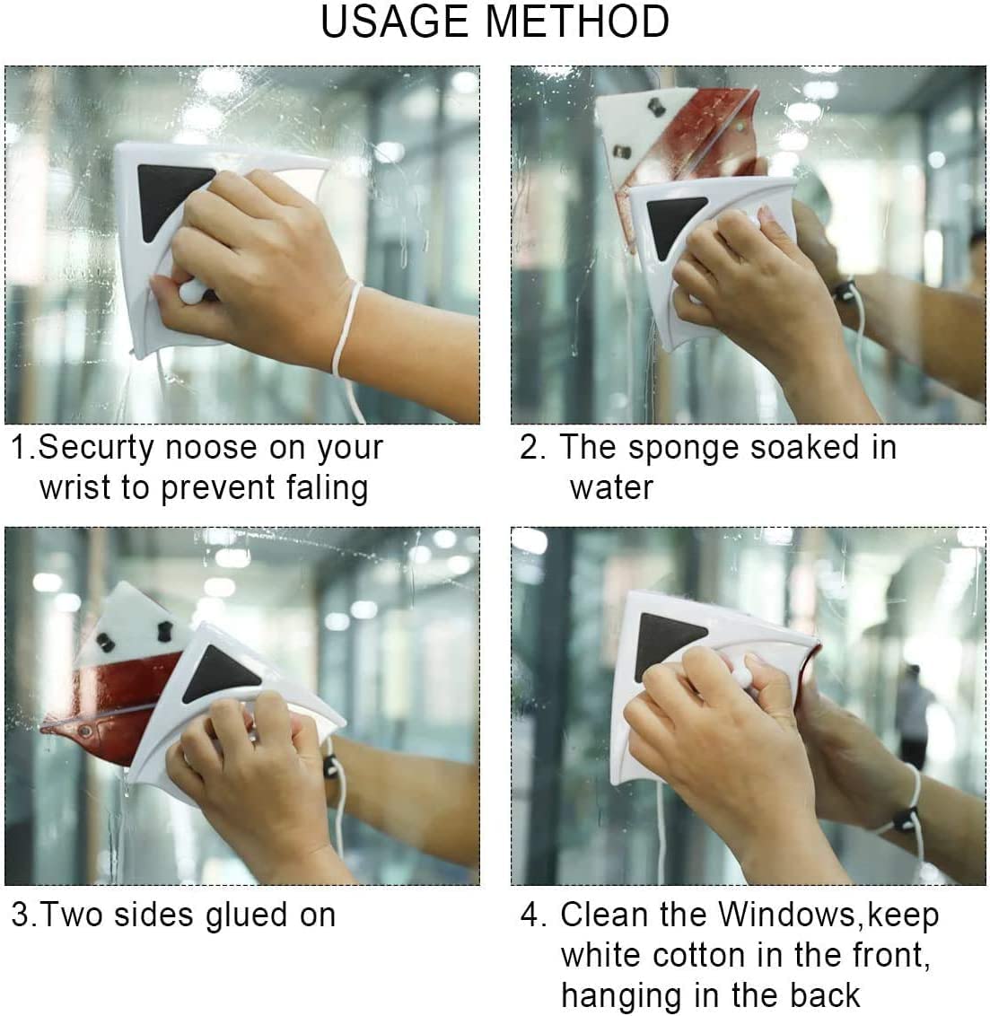 FLOITTUY Magnetic Window Glass Cleaner | Doublefaced Glass Cleaner | Double-Side Glazed Two Sided Wiper with 2 Extra Cleaning Cotton Squeegee Washing Equipment Household Magnet 4