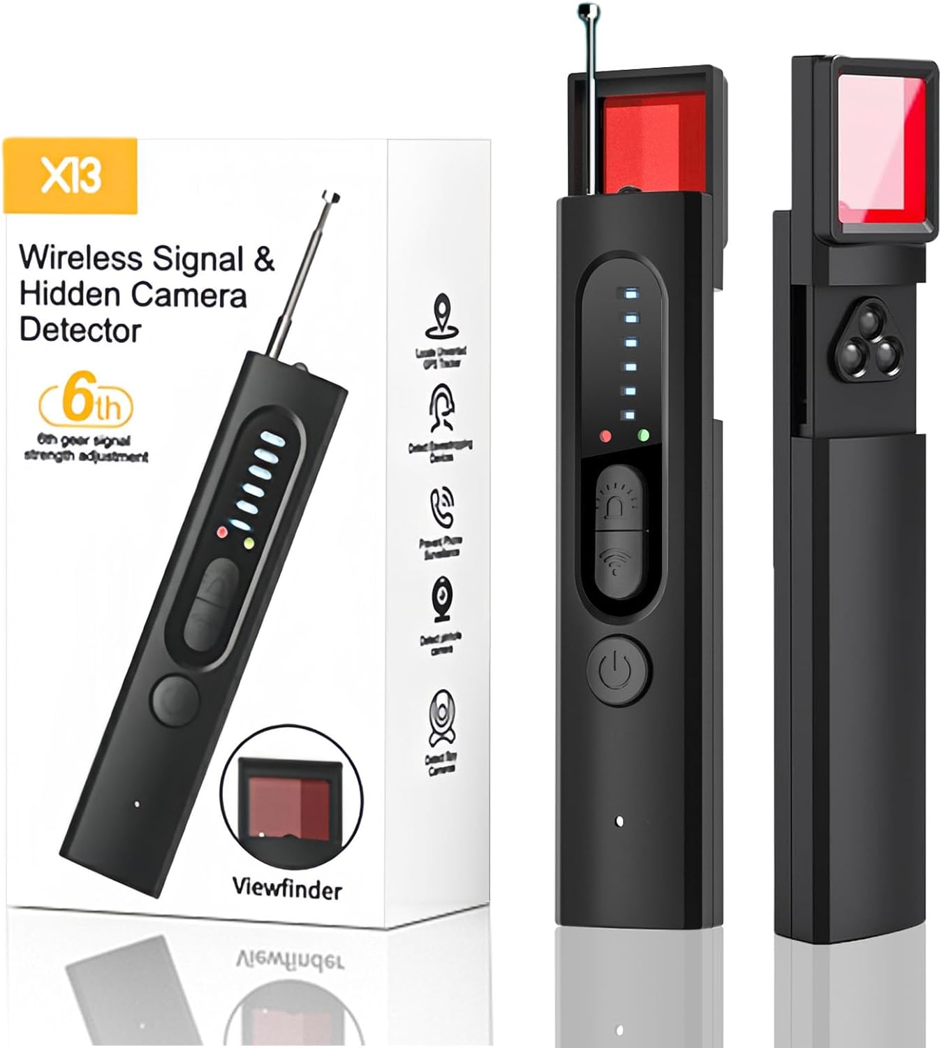 [2025 Upgraded] Hidden Camera Detectors, Bug Detector, Hidden Device GPS Detector, Rf Wireless Signal Scanner, Camera Detector Finder for Travel, Hotels, Offices, 6 Levels Sensitivity (Medium)