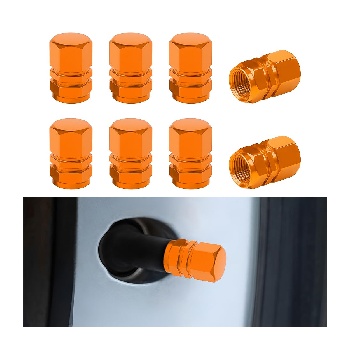 Osilly Aluminum Tire Valve Stem Caps, Orange