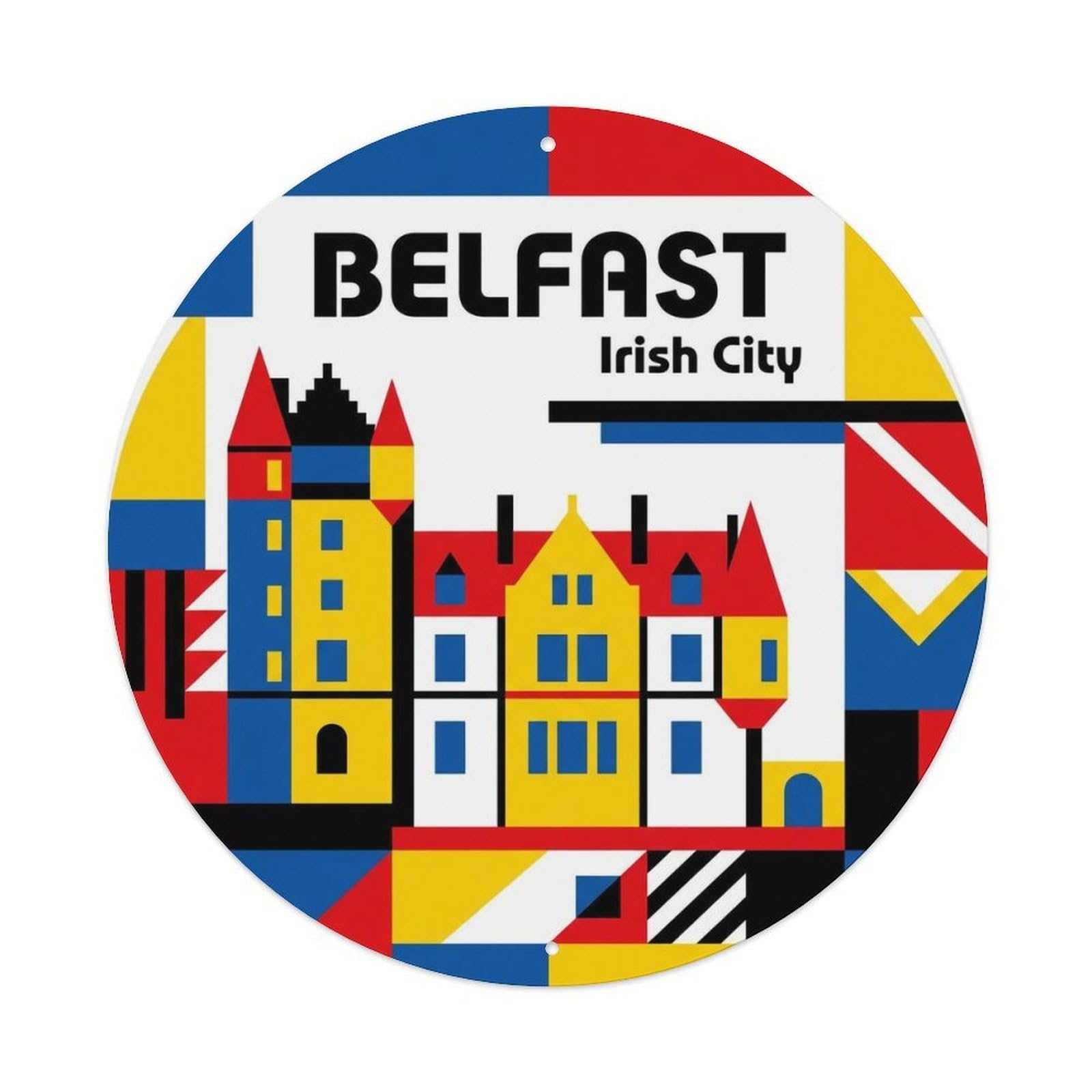 Vintage Travel Belfast Ireland Interpretation Metal Tin Sign
