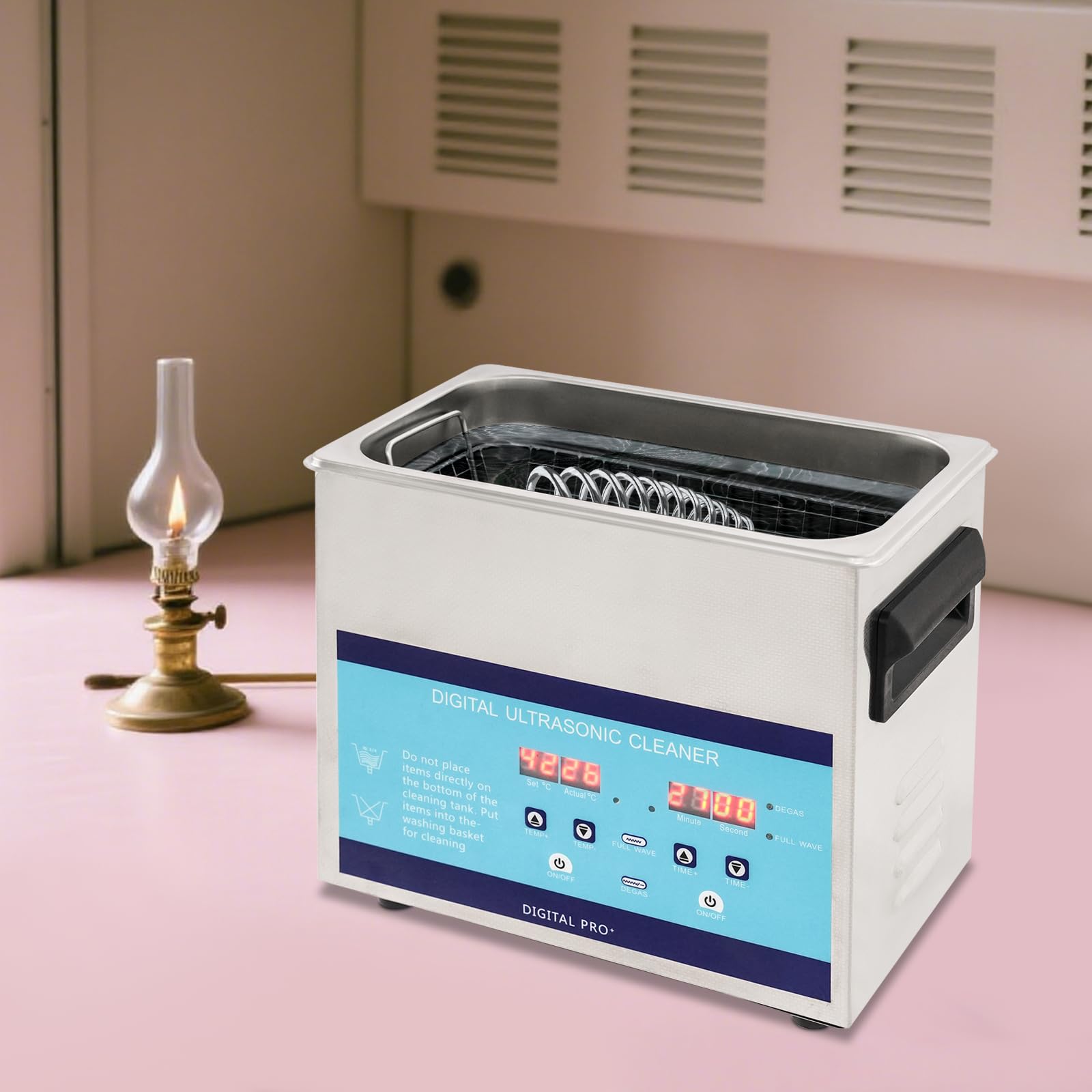 Dispositivo de limpieza por ultrasonidos, limpiador ultrasónico, limpiador de joyas, limpiador industrial para laboratorio, joyas, piezas de reloj, gafas, con depósito de 3 L