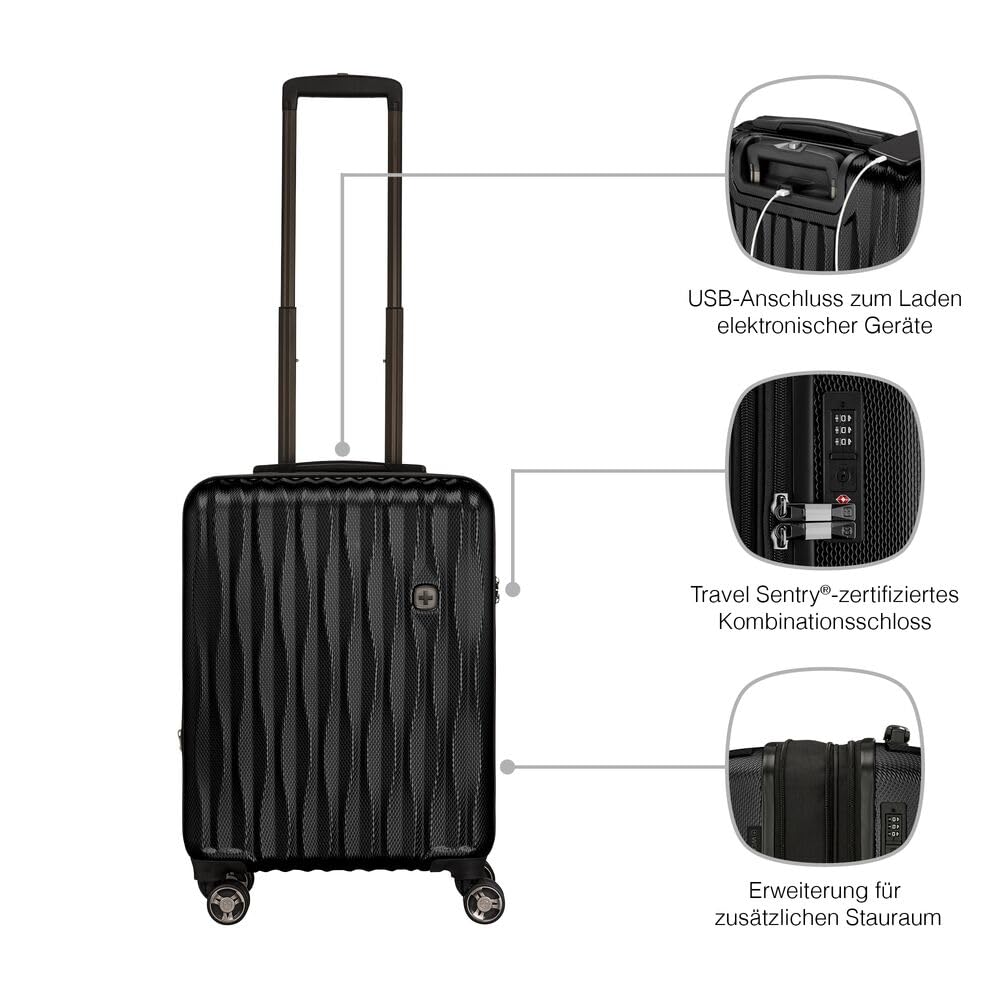 WENGER Energie S Hartschalenkoffer, S, Trolley, 38 (44) l, Sicherheitsschloss, Damen Herren, Reisen Urlaub