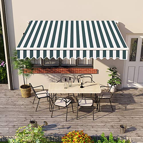 Greenbay 2 x 1.5m Manual Awning Garden Patio Canopy Sun Shade Shelter Retractable Green-White
