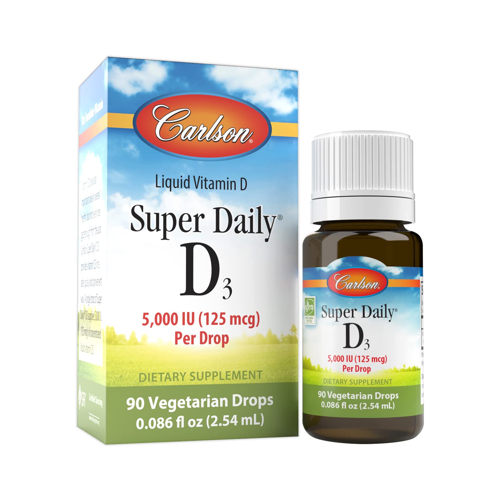 Super Daily D3 5,000 IU (125 mcg) per Drop, Vitamin D Drops, Immune Support, Heart Health, Liquid Vitamin D3, Unflavored, 90 Drops