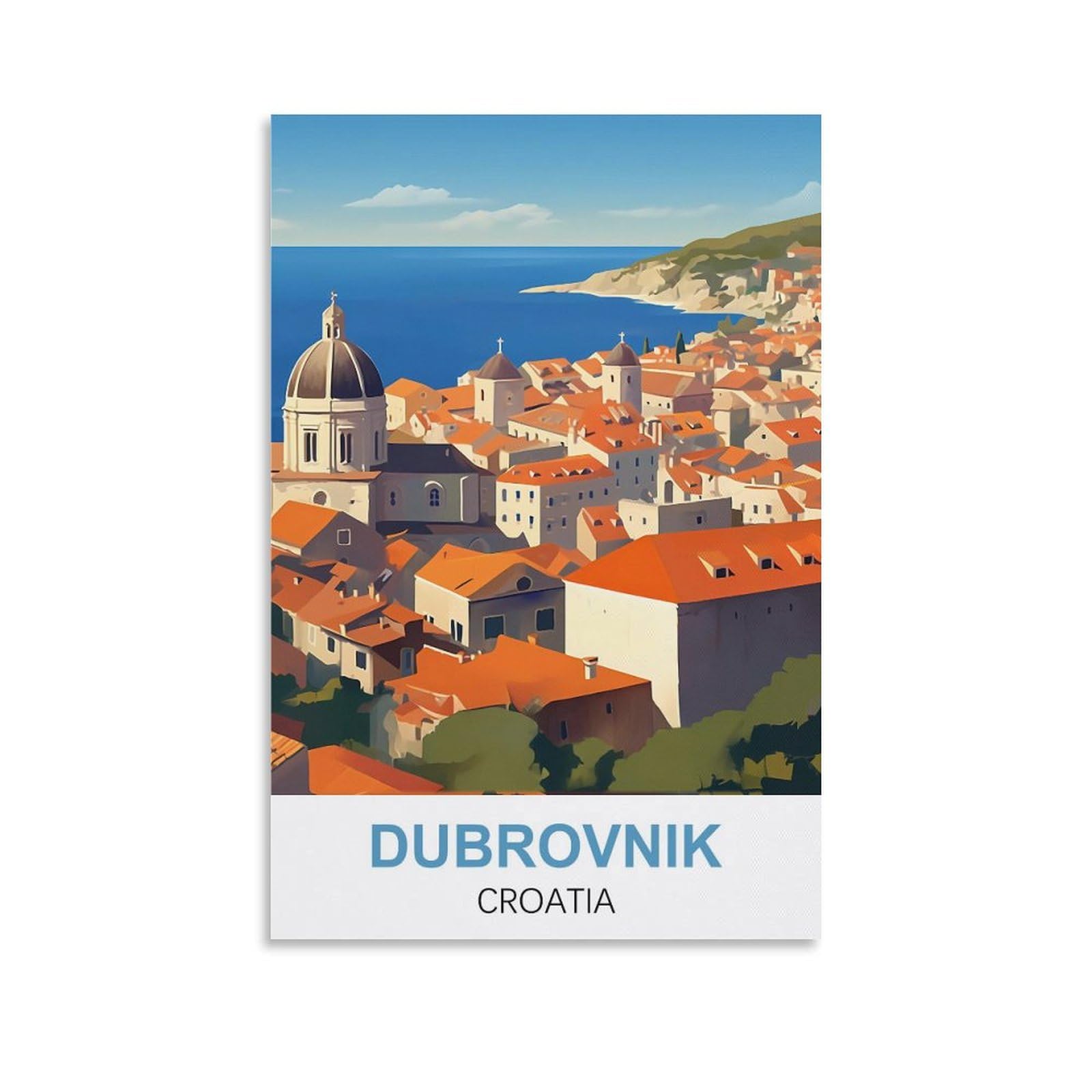 FUUDANG Dubrovnik Croatia Vintage Travel Posters 12x18inch(30x45cm) Canvas Art Poster And Wall Art Picture Print Modern Family Bedroom Decor Posters