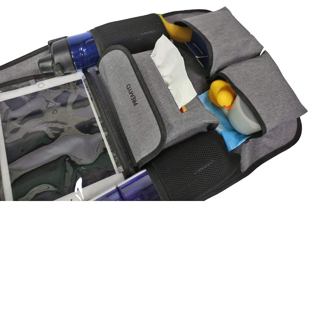 PREMYO Organizador para Coche Protector de Asiento Trasero Respaldo Protección Patadas con Bolsillo para Tablet Soporte Bebidas Impermeable Robusto