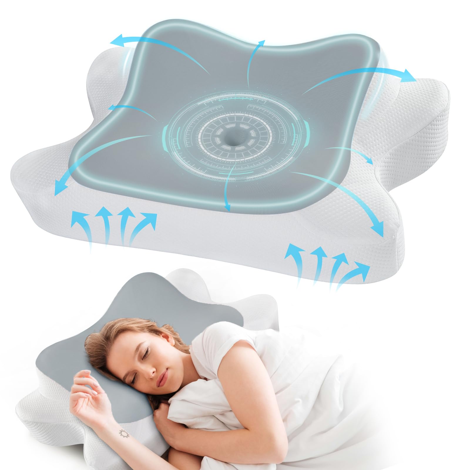 Cervical Pillow for Neck Pain Relief - Ergonomic Neck Support Pillows for Sleeping, Odorless Ergonomic Contour Memory Foam Pillow - Orthopedic Bed Pillow for Side Back Stomach Sleeper