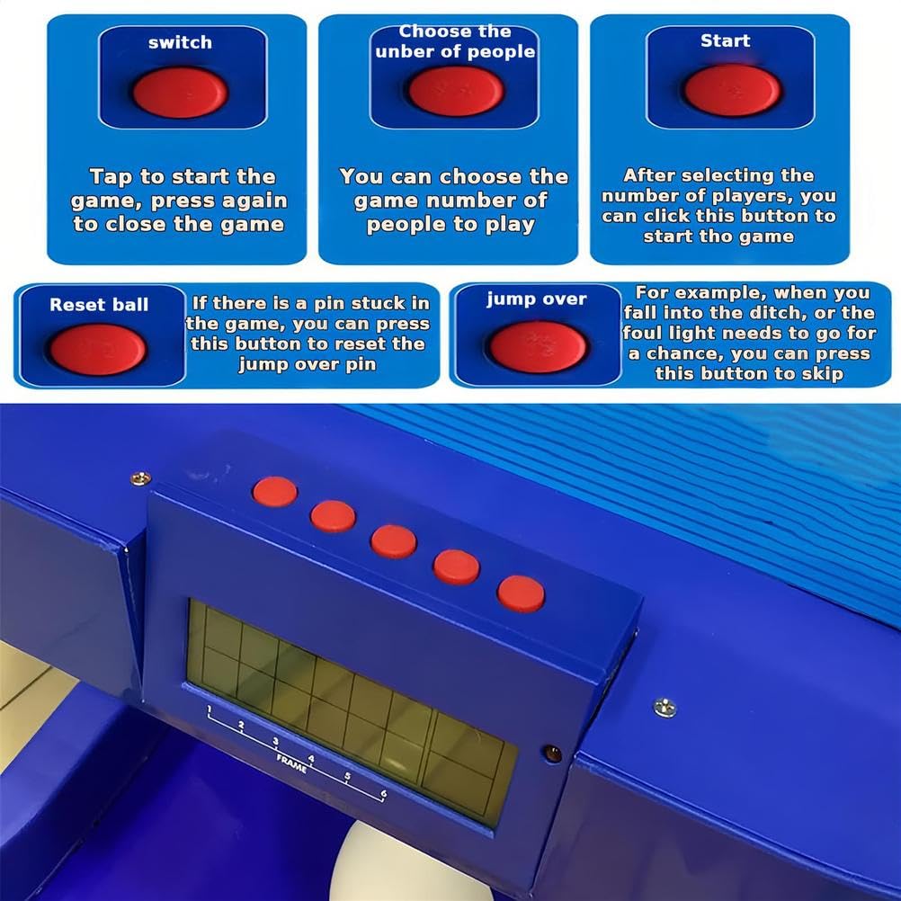 Elektryczna maszyna do gry w kręgle dla dzieci z tablicą wyników LED, automatyczny reset, światła i dźwięki – gra w kręgle do rodzinnej zabawy