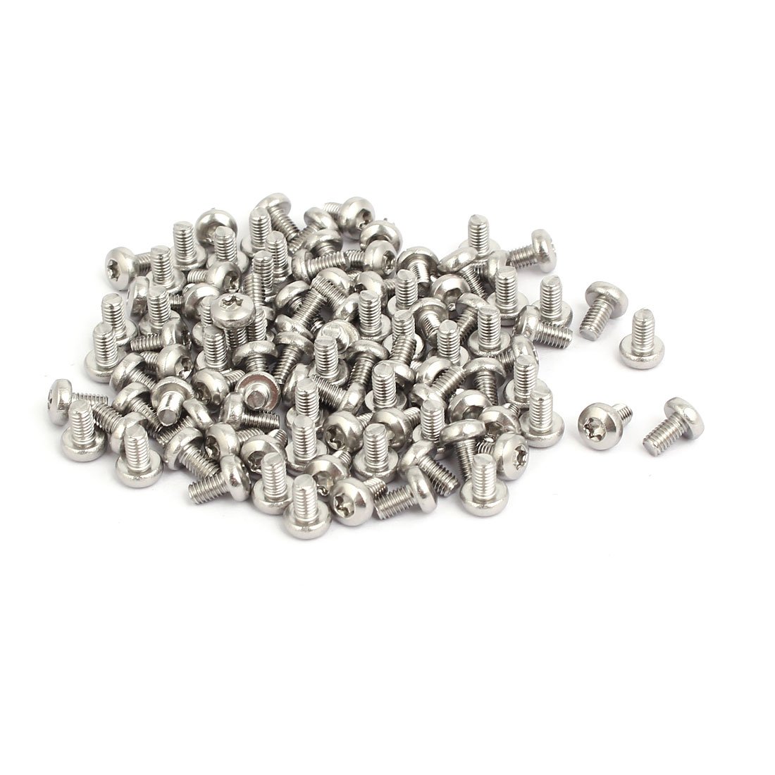 Sourcingmap M3x5mm 304 Stainless Steel Button Head Torx Screws Bolts T10 Drive 100pcs, Silver