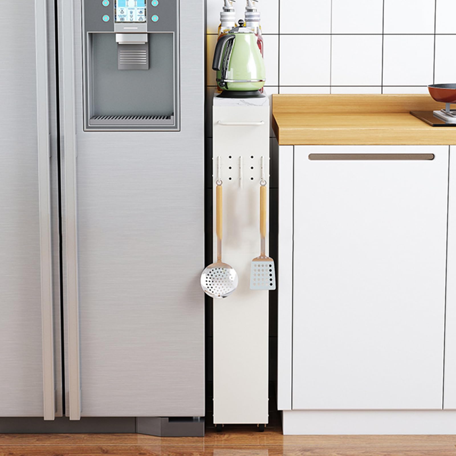 Carrito delgado con 4 niveles, 13 cm de ancho, multiusos, ideal para cocina, baño, lavandería, oficina, 13 x 42,5 x 82 cm