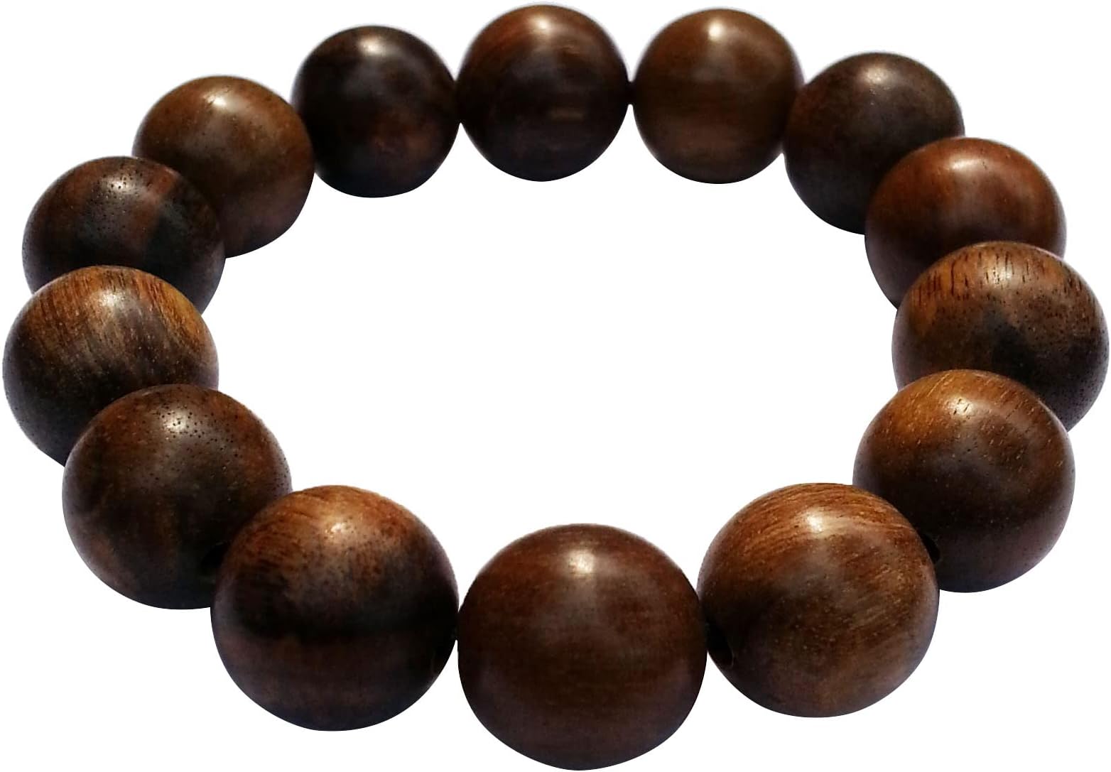 Beautiful Large Exotic Oud Aloeswood 14mm Bead Bracelet on Elastic String – Naturally Scented Agarwood