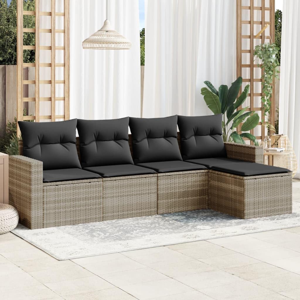 Salon de jardin 5 pièces en rotin synthétique avec coussins confortables et durables