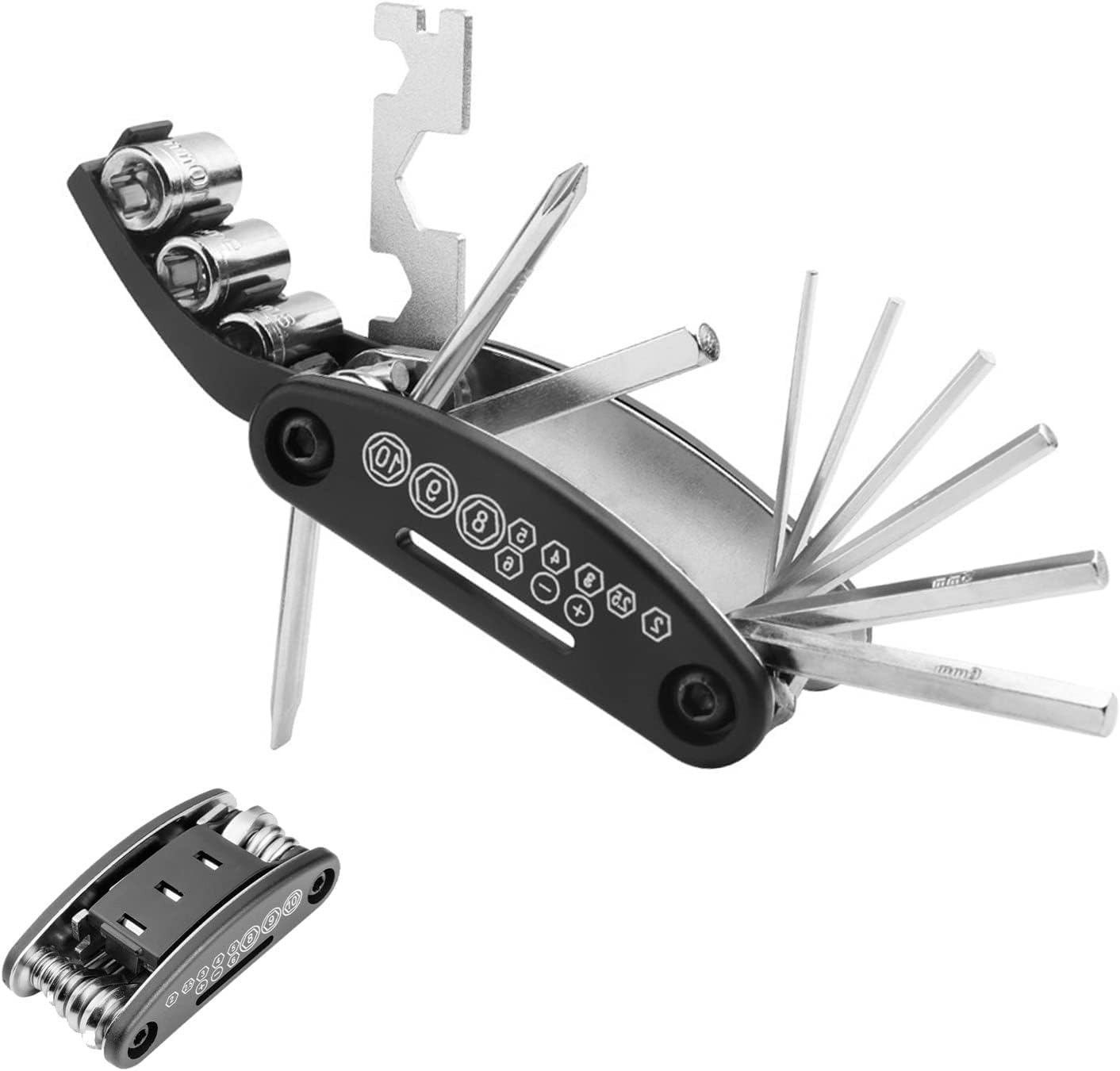 16-in-1 Bicycle Multi-Tool Kit with Seat Tail Pouch, Portable Bike Repair Set, Hex Key Wrenches, Socket Set, Screwdrivers, Compact Cycling Toolkit-image-19
